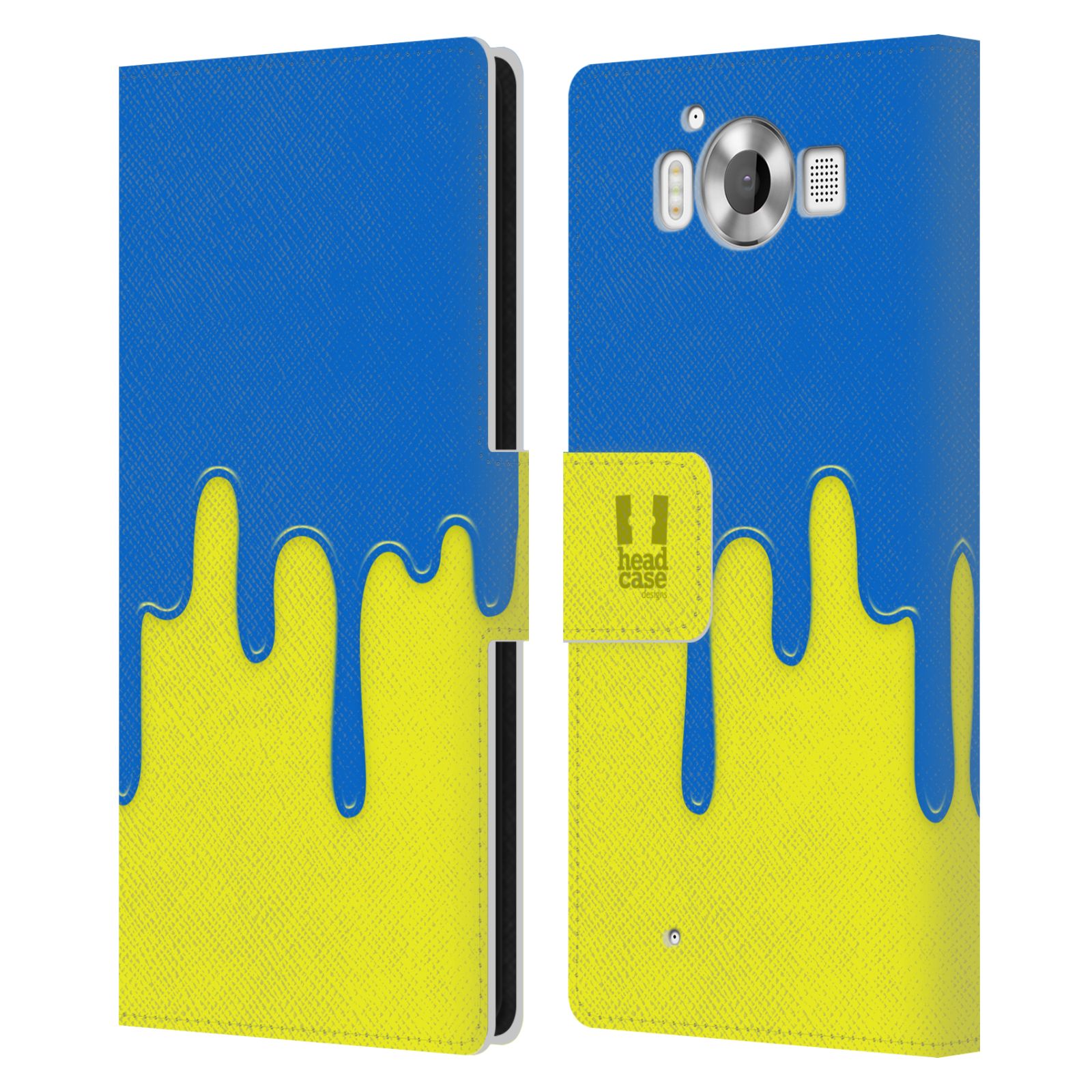 HEAD CASE Flipové pouzdro pro mobil Microsoft Lumia 950 / LUMIA 950 DUAL SIM Rozlitá barva modrá a žlutá