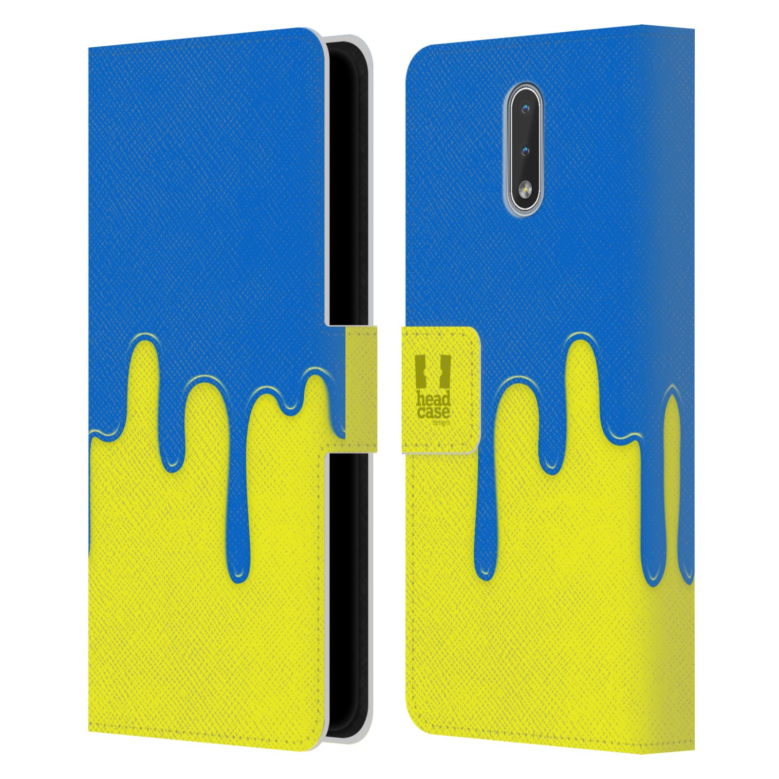 Pouzdro HEAD CASE na mobil Nokia 2.3 Rozlitá barva modrá a žlutá