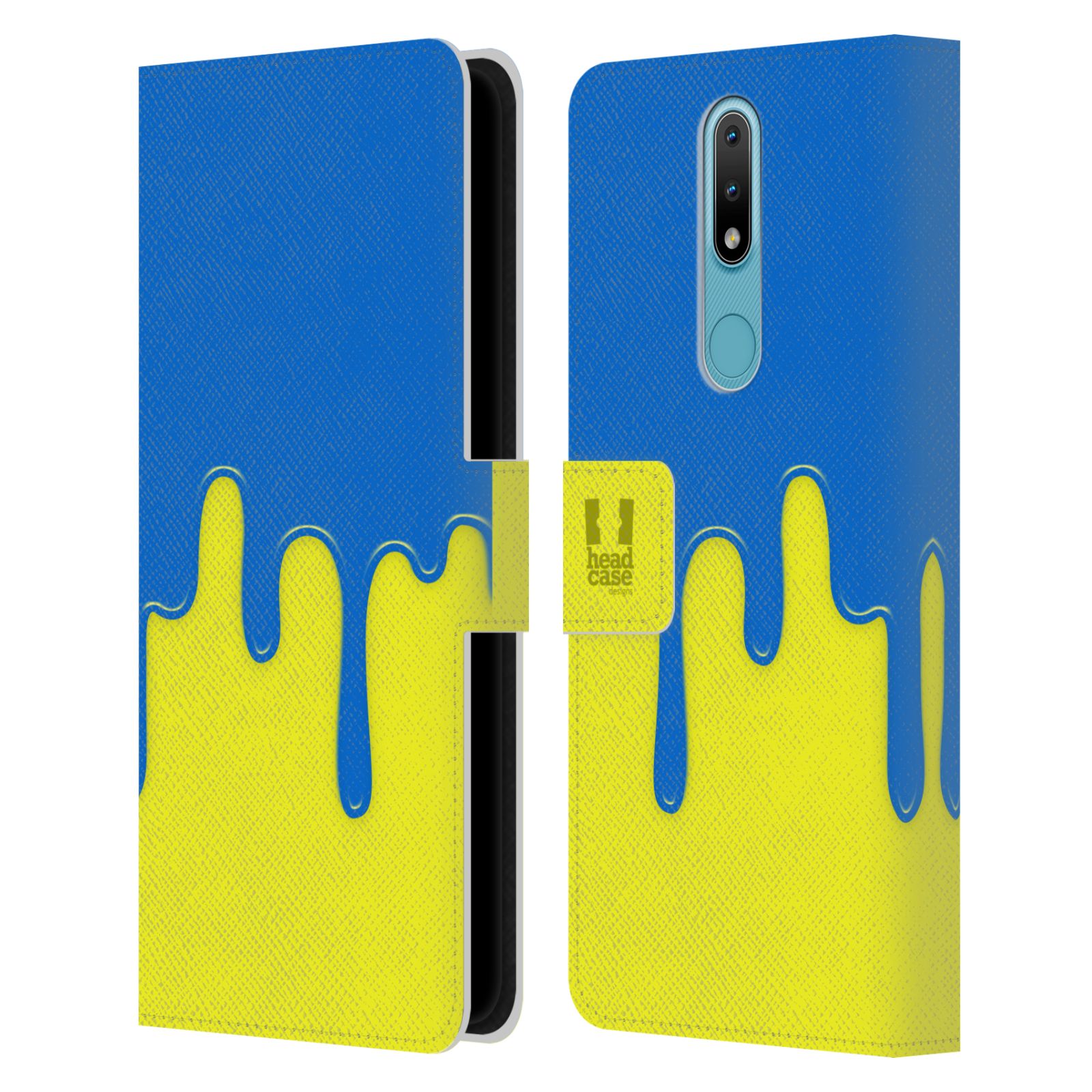 Pouzdro HEAD CASE na mobil Nokia 2.4 Rozlitá barva modrá a žlutá
