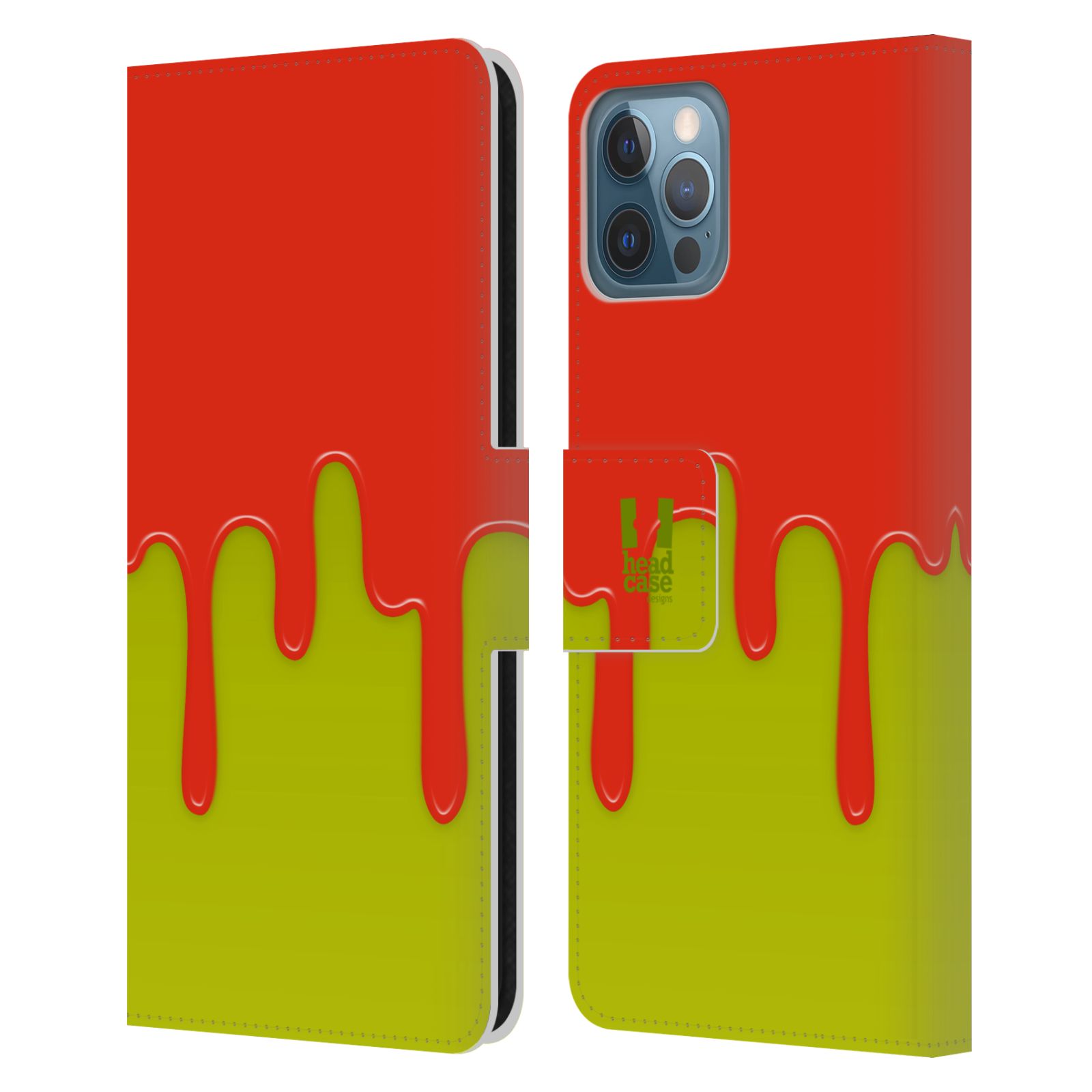 HEAD CASE Flipové pouzdro pro mobil Apple Iphone 12 / Iphone 12 PRO Rozlitá barva oranžová a zelená