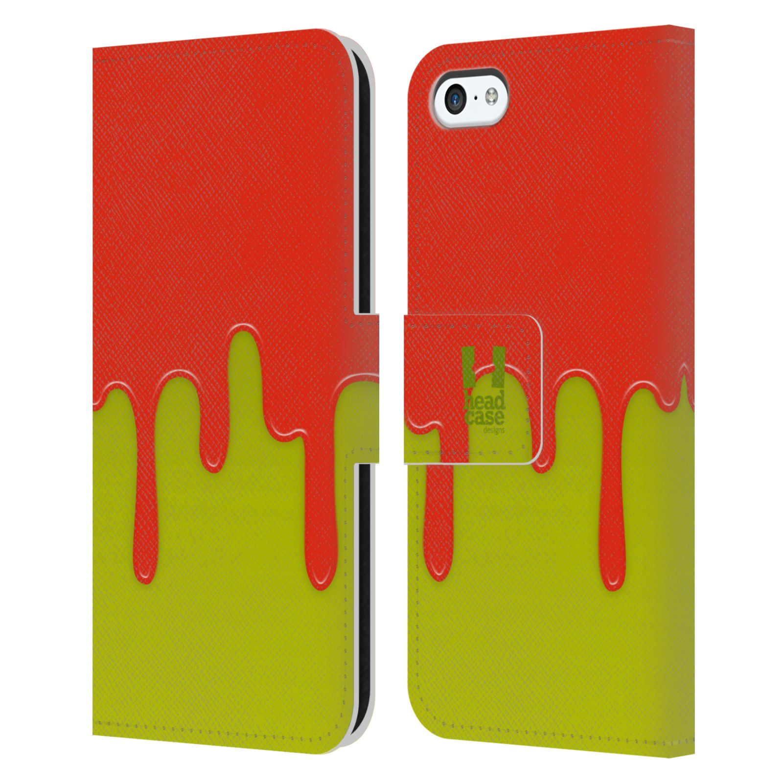 HEAD CASE Flipové pouzdro pro mobil Apple Iphone 5C Rozlitá barva oranžová a zelená