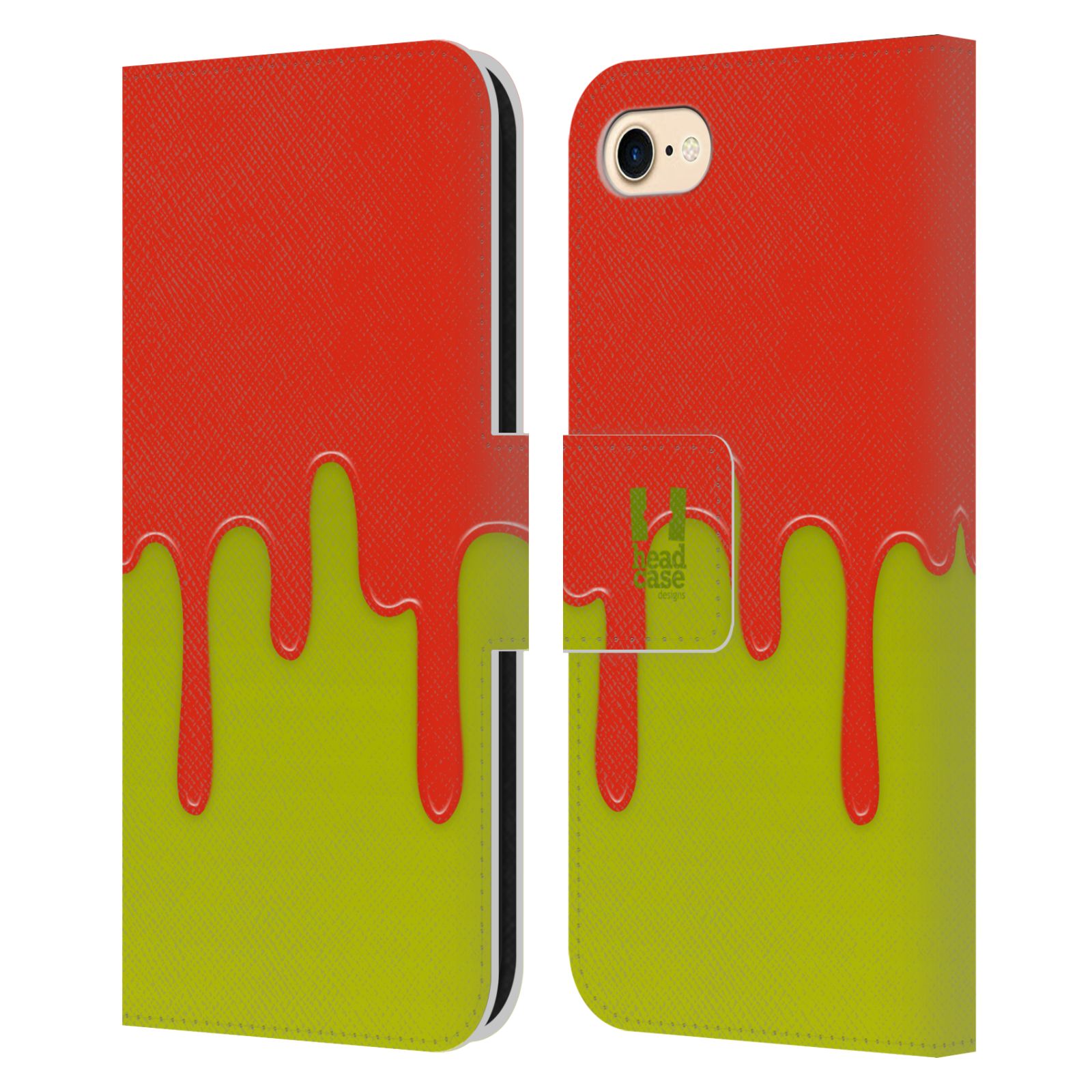HEAD CASE Flipové pouzdro pro mobil Apple Iphone 7/8/SE 2020 Rozlitá barva oranžová a zelená