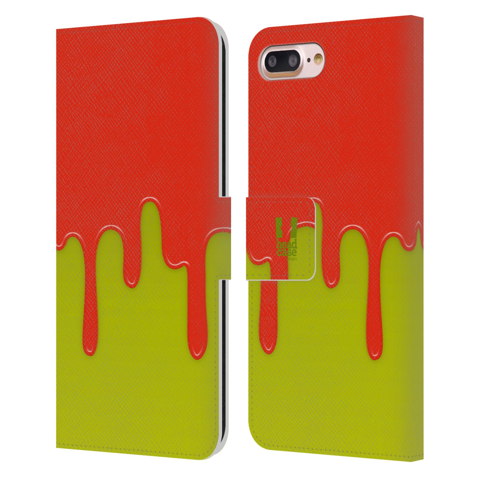 HEAD CASE Flipové pouzdro pro mobil Apple Iphone 7 PLUS / 8 PLUS Rozlitá barva oranžová a zelená