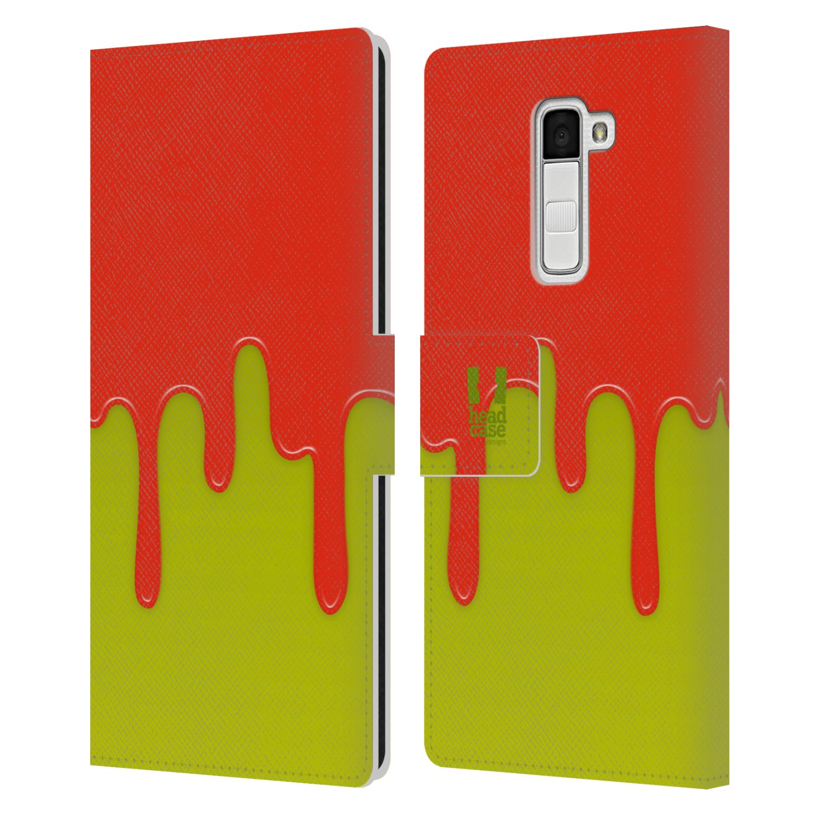 HEAD CASE Flipové pouzdro pro mobil LG K10 Rozlitá barva oranžová a zelená