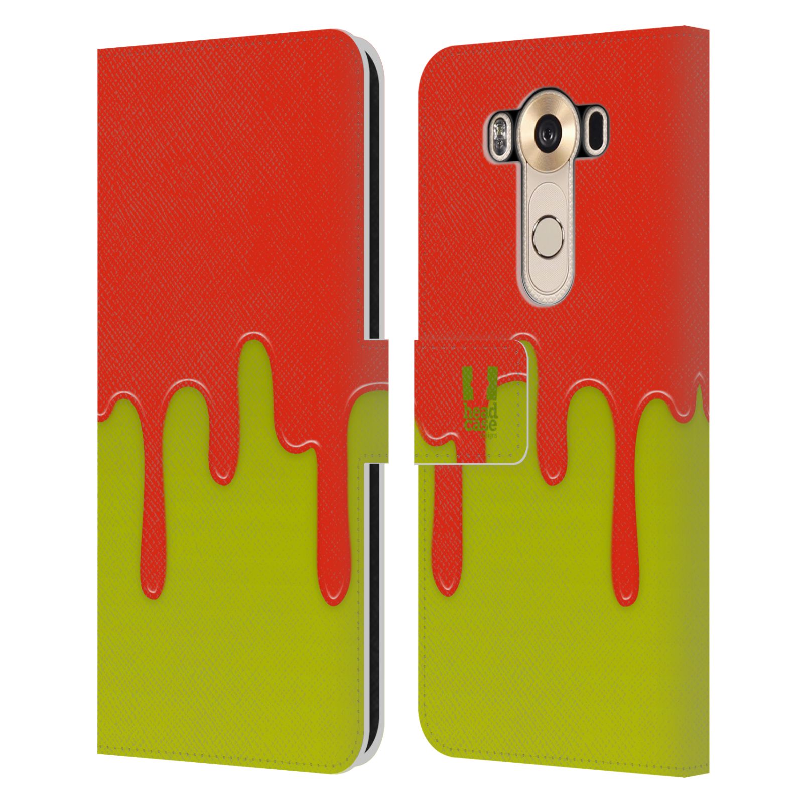 HEAD CASE Flipové pouzdro pro mobil LG V10 Rozlitá barva oranžová a zelená