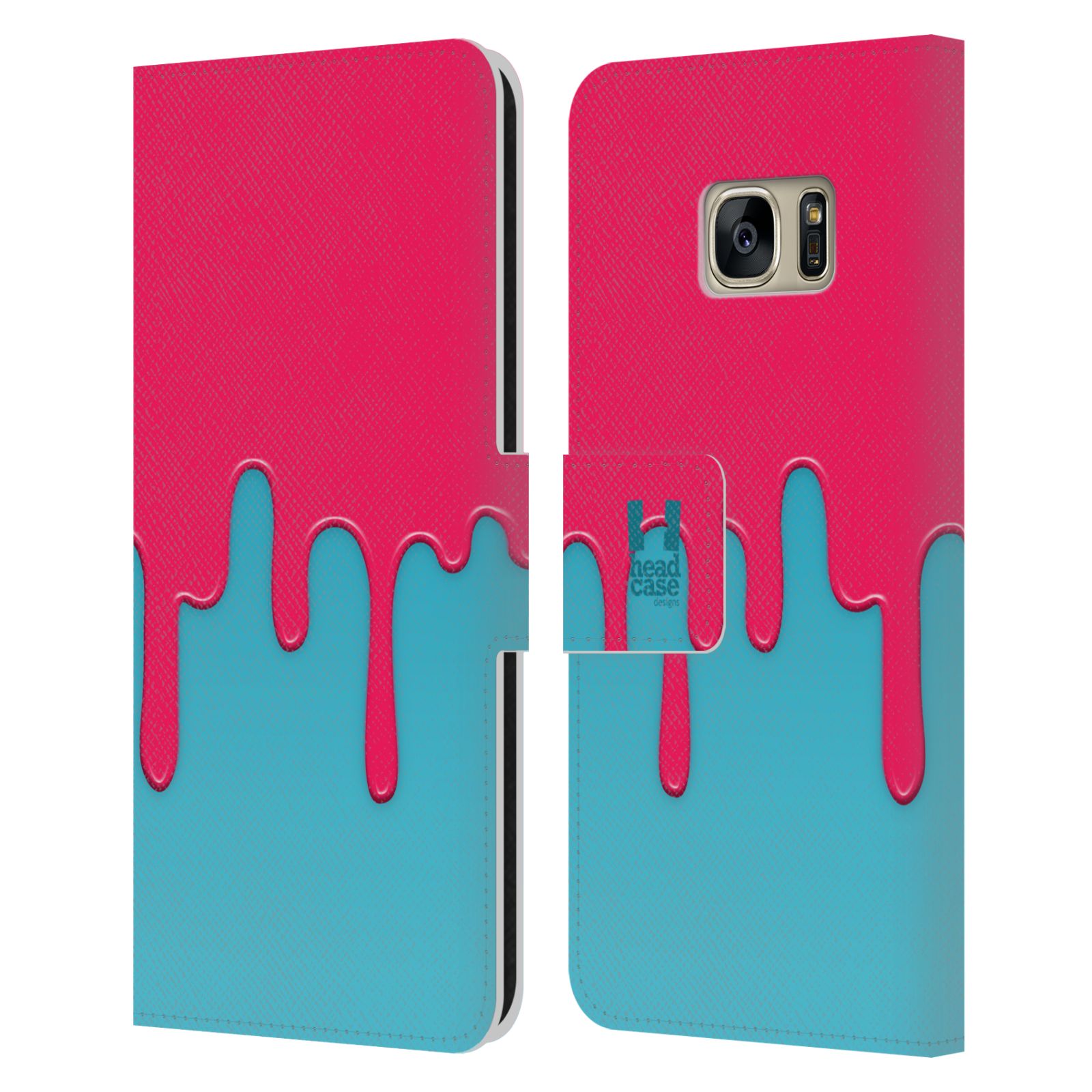 HEAD CASE Flipové pouzdro pro mobil Samsung Galaxy S7 (G9300) Rozlitá barva růžová a modrá
