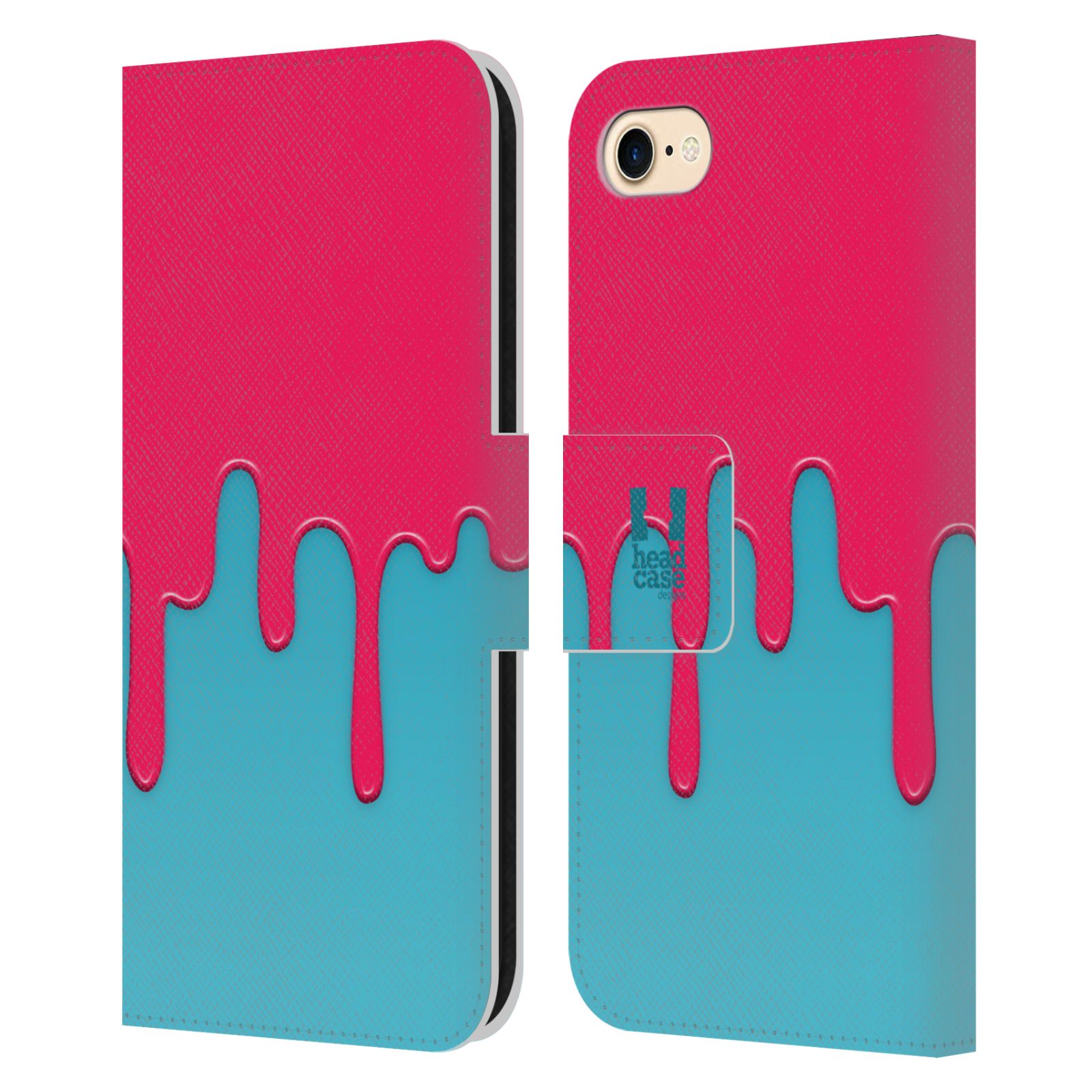 HEAD CASE Flipové pouzdro pro mobil Apple Iphone 7/8/SE 2020 Rozlitá barva růžová a modrá