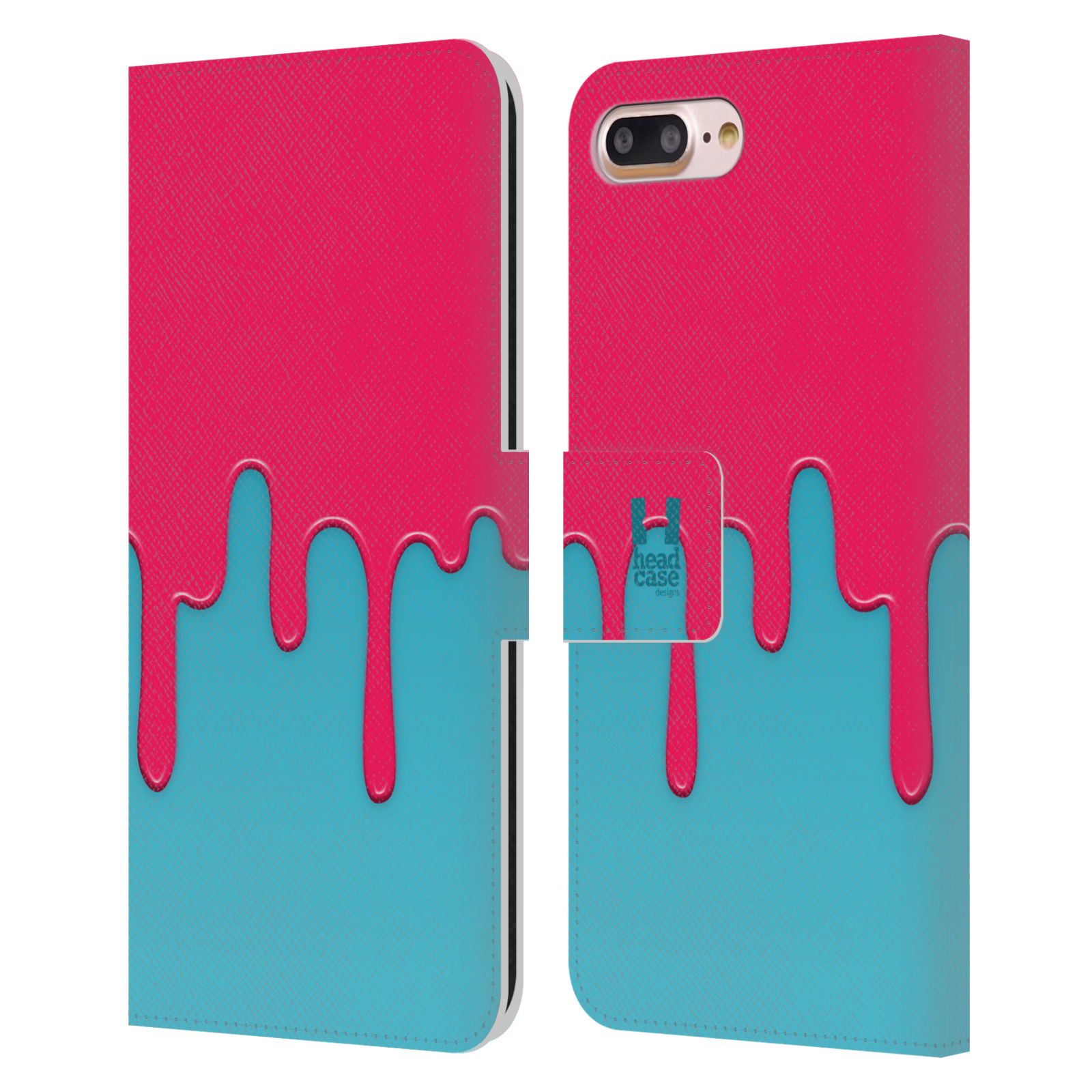 HEAD CASE Flipové pouzdro pro mobil Apple Iphone 7 PLUS / 8 PLUS Rozlitá barva růžová a modrá