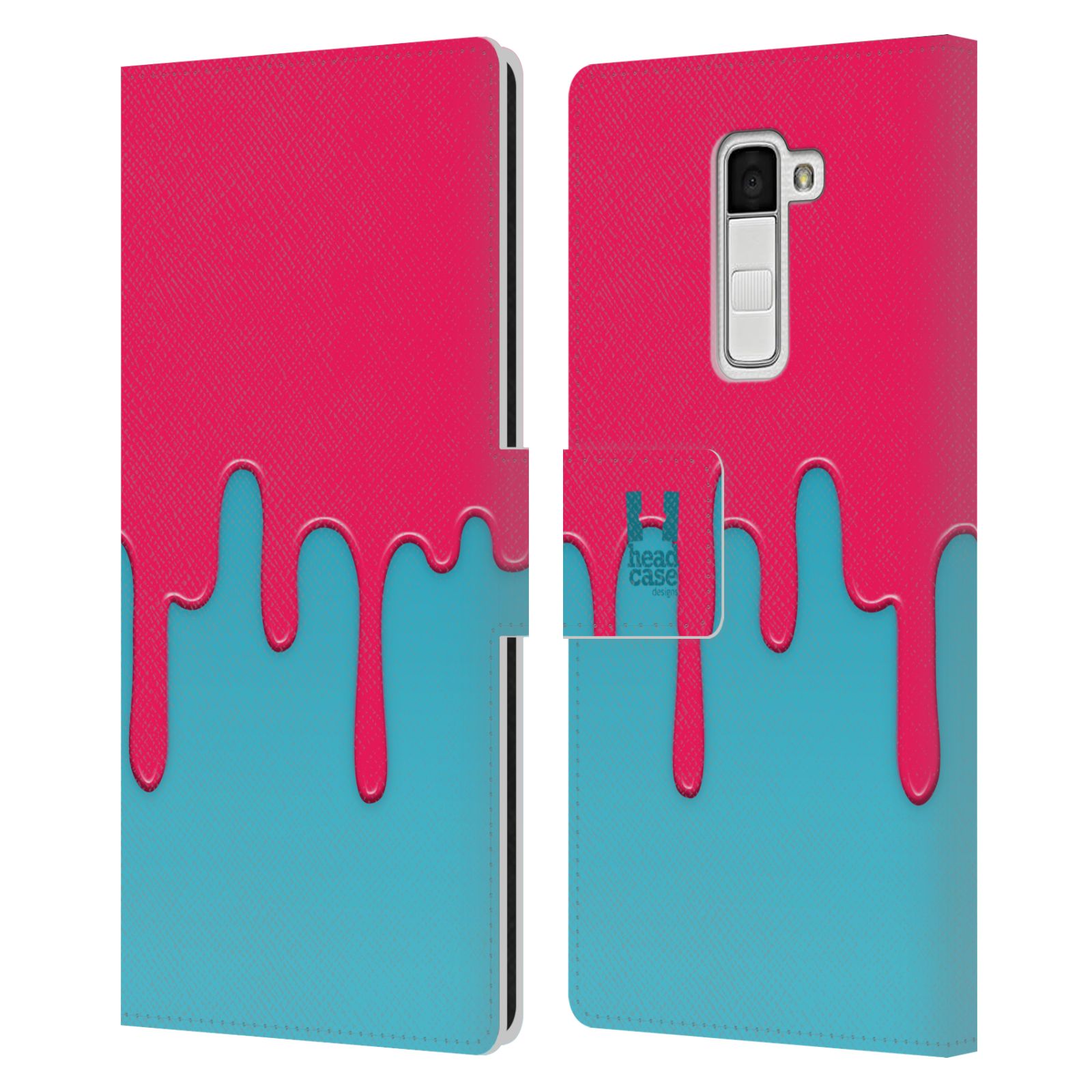 HEAD CASE Flipové pouzdro pro mobil LG K10 Rozlitá barva růžová a modrá