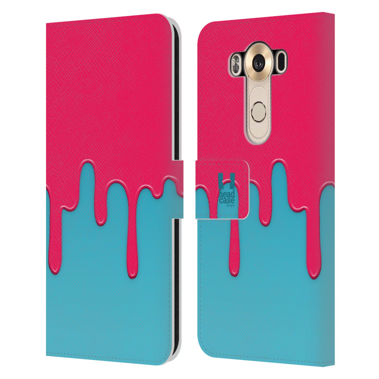 HEAD CASE Flipové pouzdro pro mobil LG V10 Rozlitá barva růžová a modrá