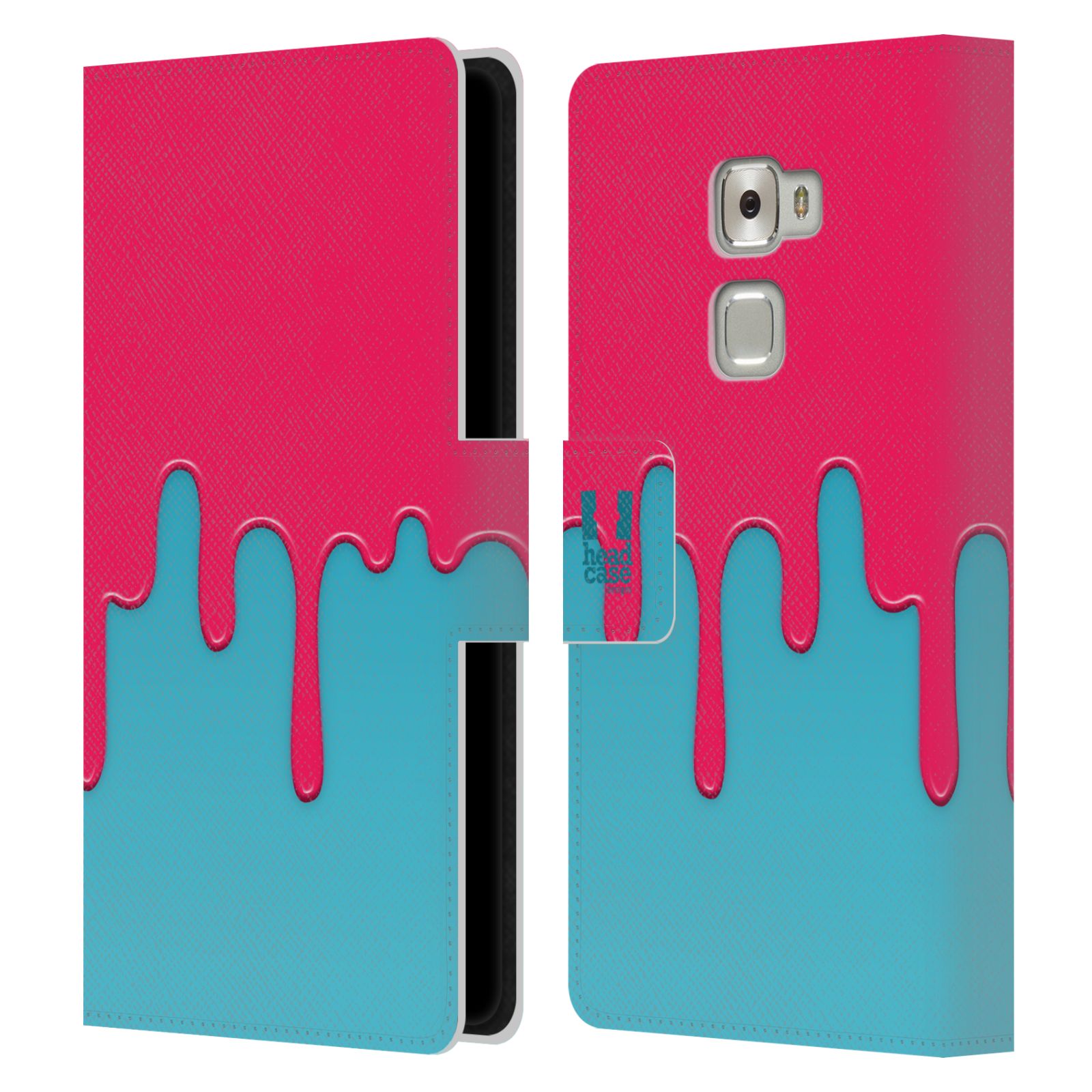 HEAD CASE Flipové pouzdro pro mobil Huawei MATE S Rozlitá barva růžová a modrá