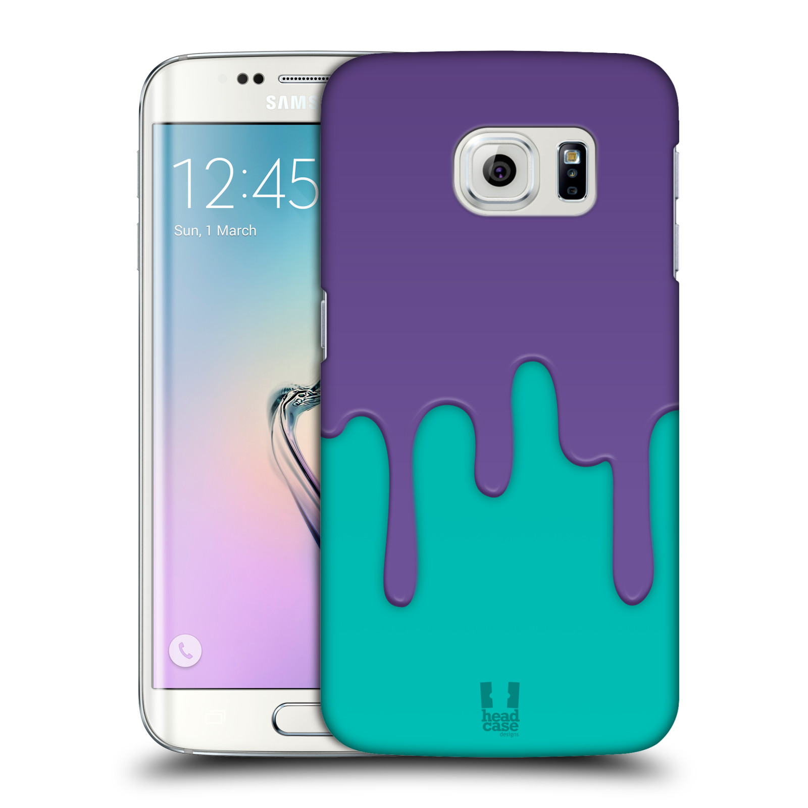 HEAD CASE plastový obal na mobil SAMSUNG Galaxy S6 EDGE (G9250, G925, G925F) vzor Barevná záplava polovina FIALOVÁ AQUA