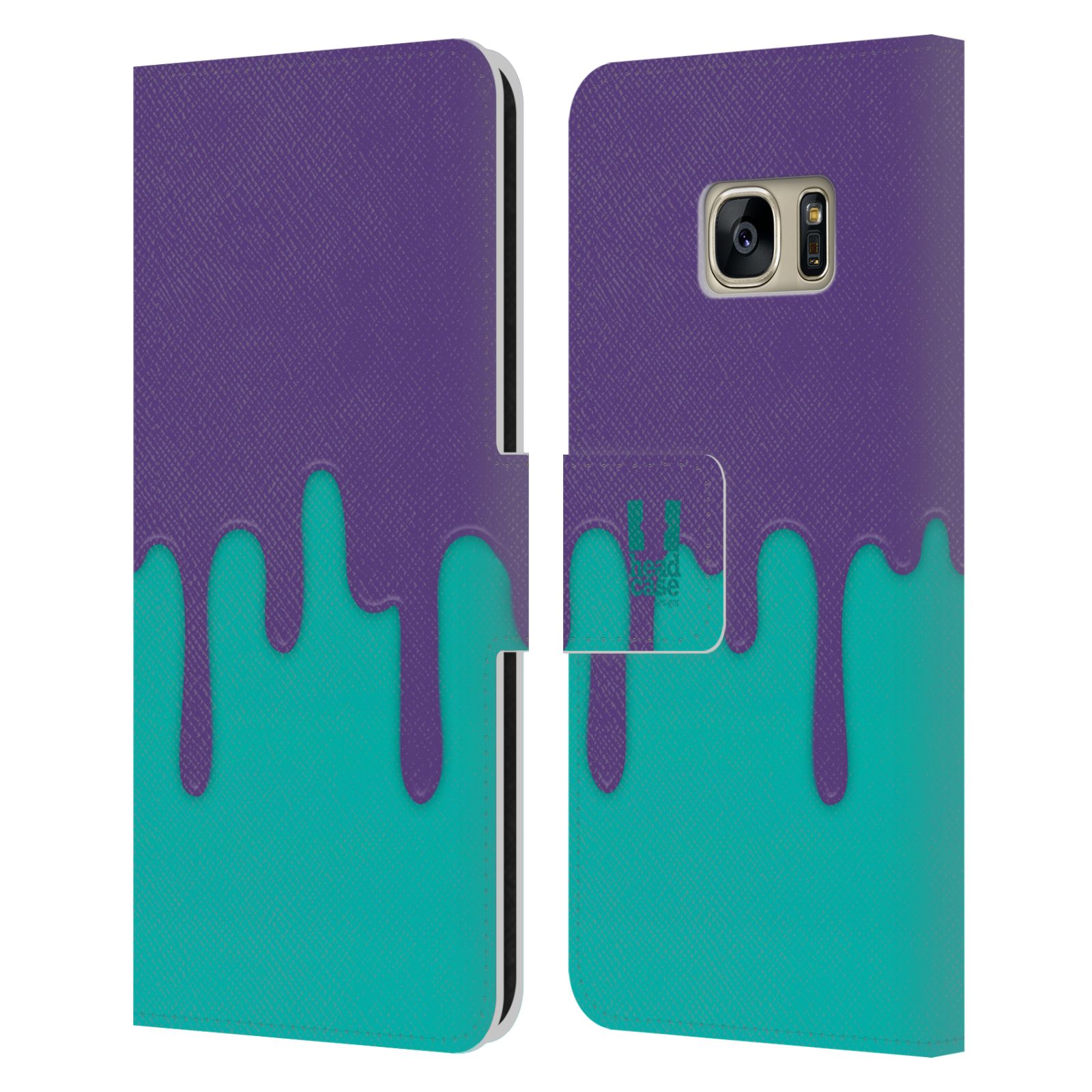 HEAD CASE Flipové pouzdro pro mobil Samsung Galaxy S7 (G9300) Rozlitá barva fialová a tyrkysová