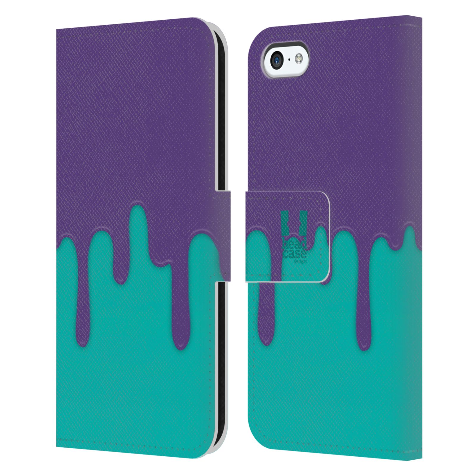 HEAD CASE Flipové pouzdro pro mobil Apple Iphone 5C Rozlitá barva fialová a tyrkysová