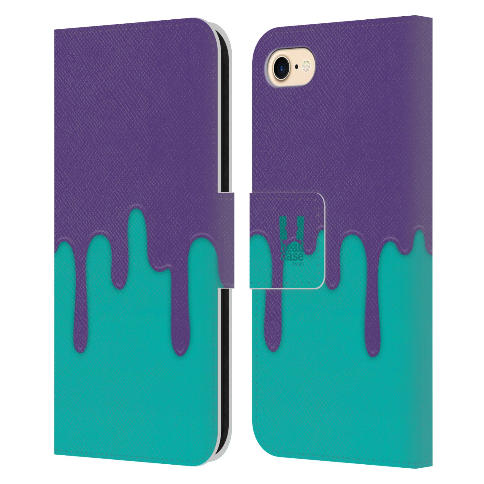 HEAD CASE Flipové pouzdro pro mobil Apple Iphone 7/8/SE 2020 Rozlitá barva fialová a tyrkysová