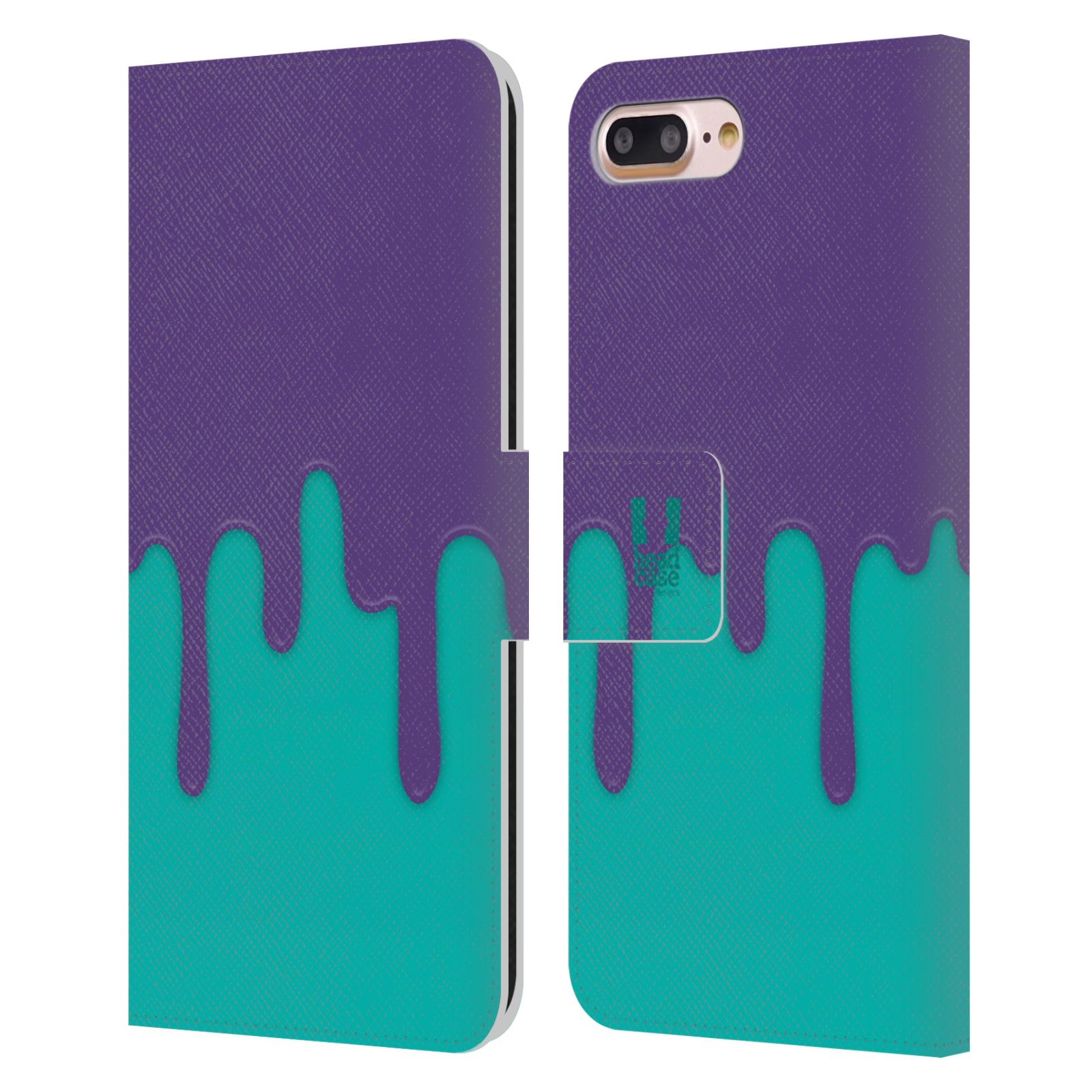 HEAD CASE Flipové pouzdro pro mobil Apple Iphone 7 PLUS / 8 PLUS Rozlitá barva fialová a tyrkysová