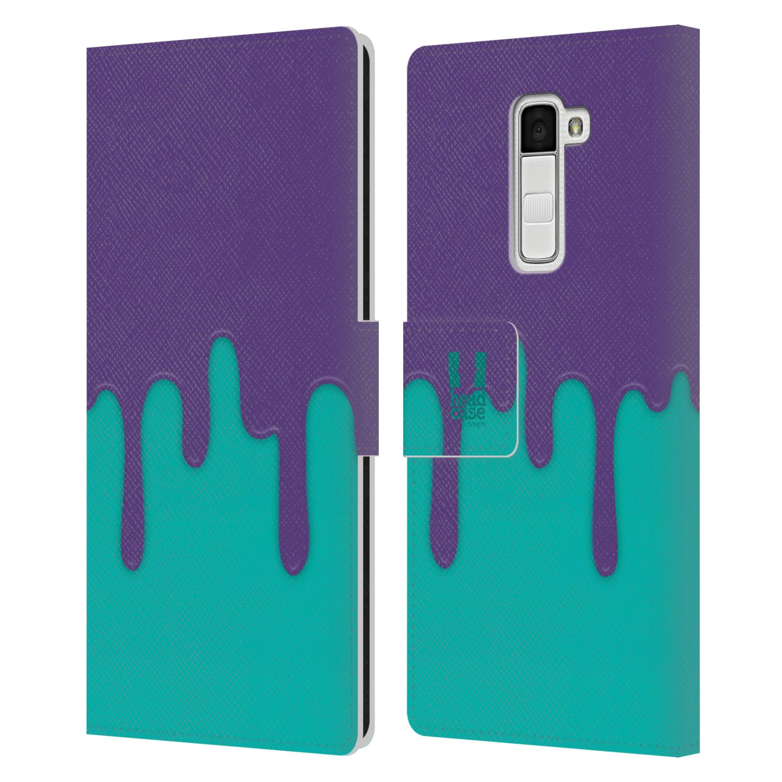 HEAD CASE Flipové pouzdro pro mobil LG K10 Rozlitá barva fialová a tyrkysová