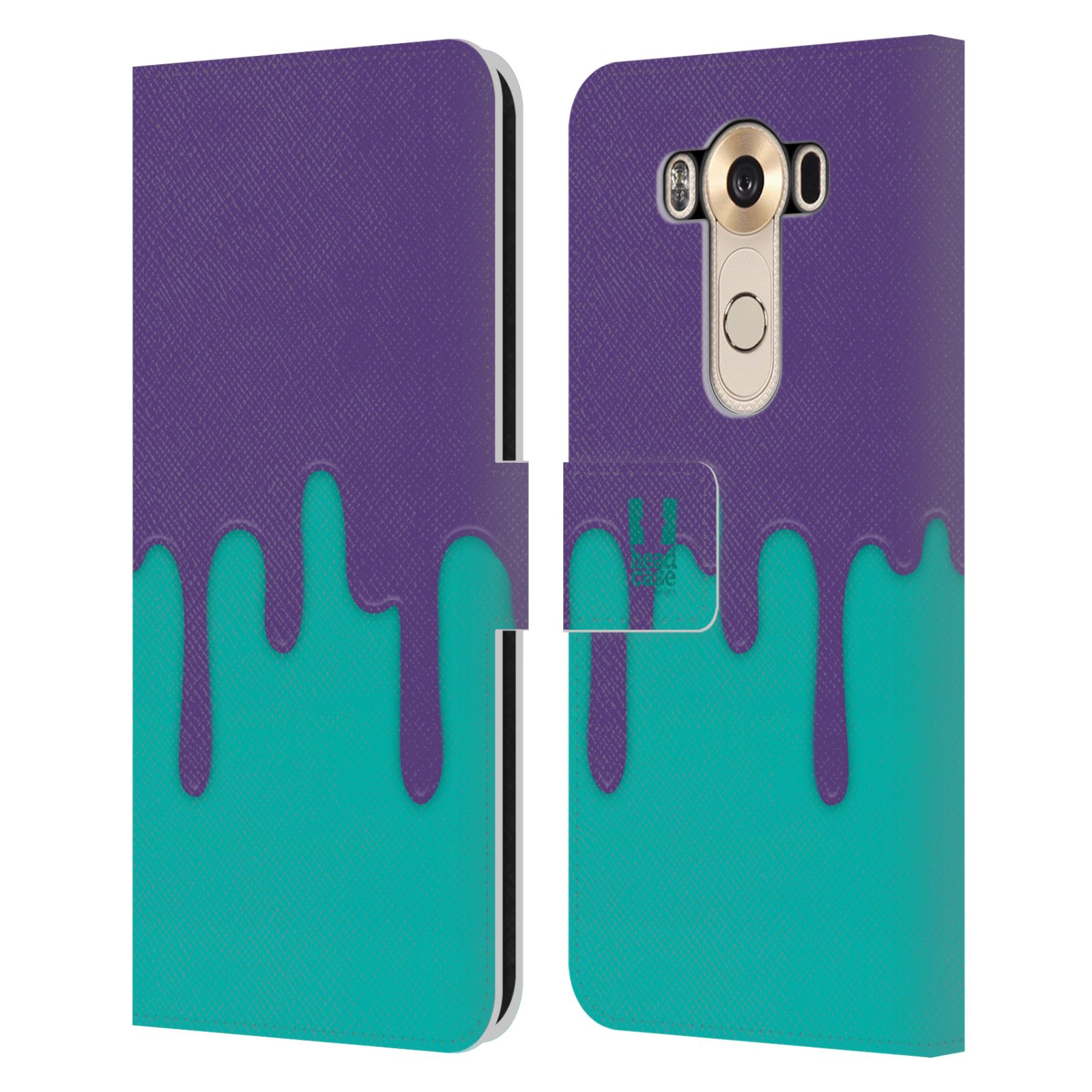 HEAD CASE Flipové pouzdro pro mobil LG V10 Rozlitá barva fialová a tyrkysová