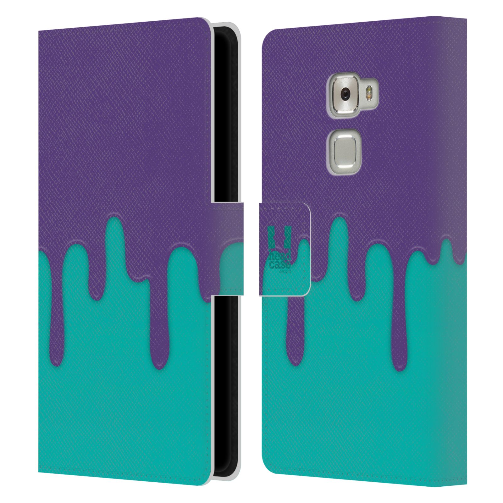 HEAD CASE Flipové pouzdro pro mobil Huawei MATE S Rozlitá barva fialová a tyrkysová
