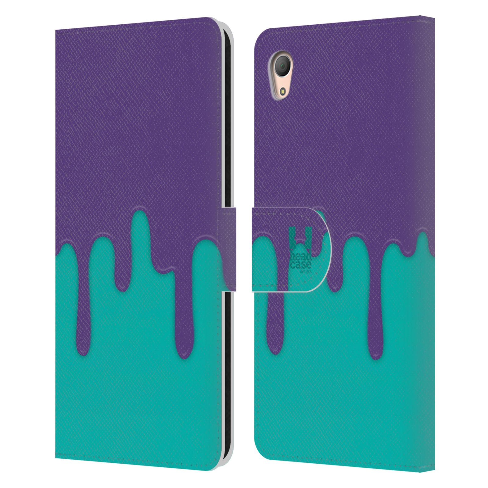 HEAD CASE Flipové pouzdro pro mobil SONY XPERIA Z3+ (PLUS) Rozlitá barva fialová a tyrkysová
