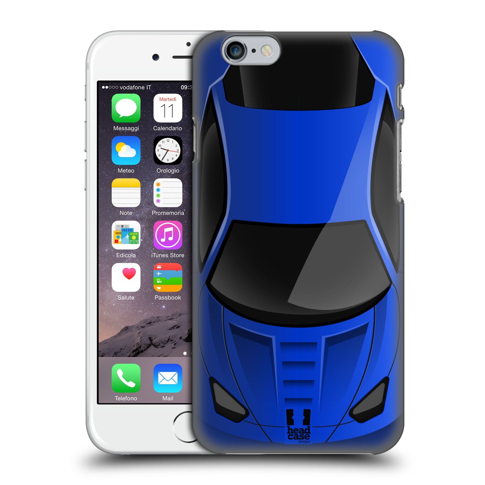 Plastové pouzdro pro mobil Apple Iphone 6/6S vzor Auto horní pohled modrá