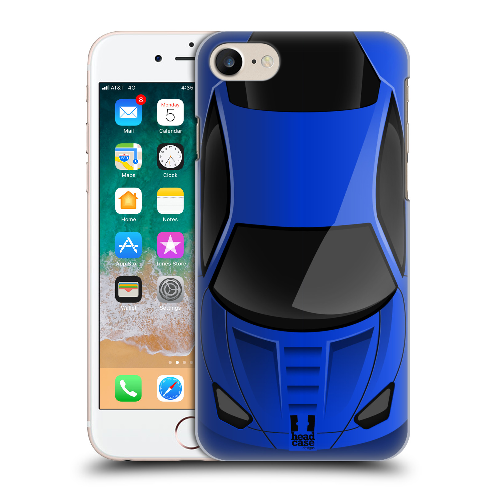 Plastové pouzdro pro mobil Apple Iphone 7/8/SE 2020 vzor Auto horní pohled modrá