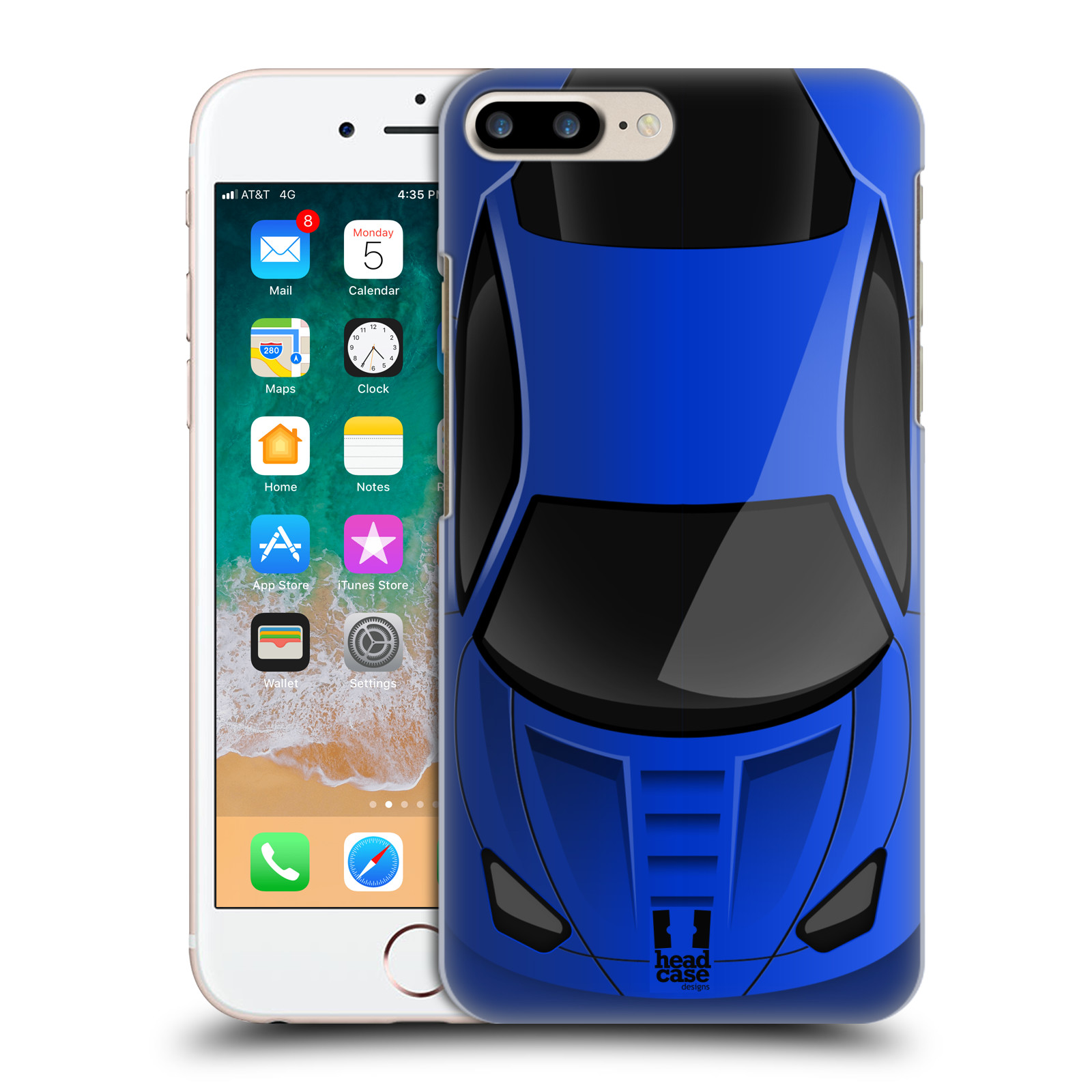 Plastové pouzdro pro mobil Apple Iphone 8 PLUS vzor Auto horní pohled modrá