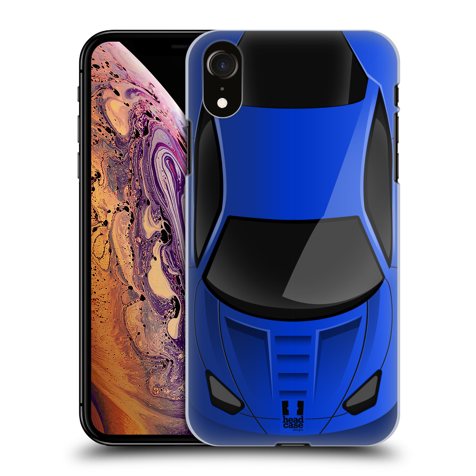 HEAD CASE plastový obal na mobil Apple Iphone XR vzor Auto horní pohled modrá