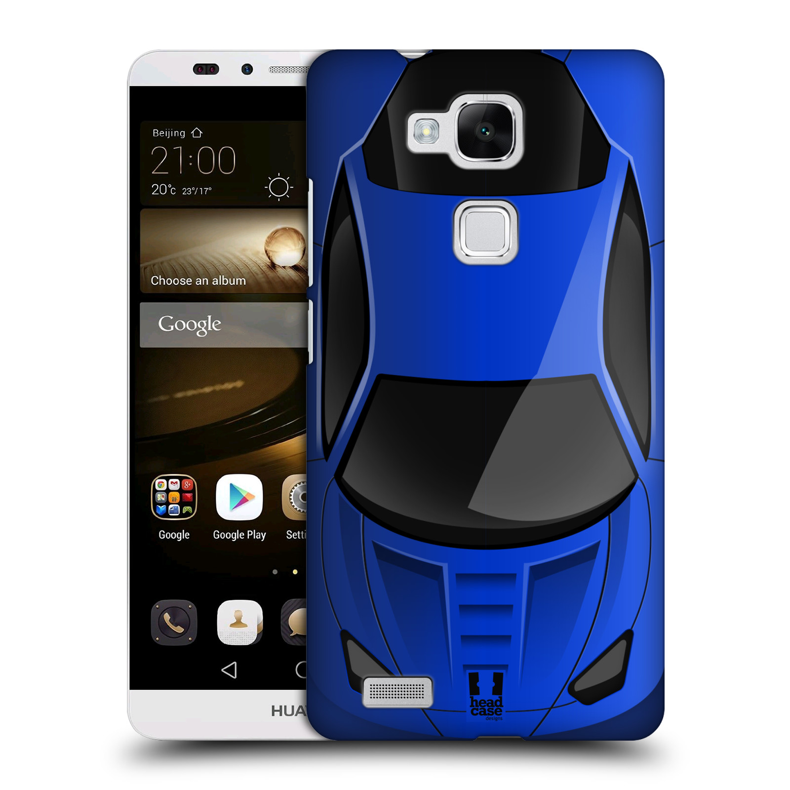 HEAD CASE plastový obal na mobil Huawei Mate 7 vzor Auto horní pohled modrá