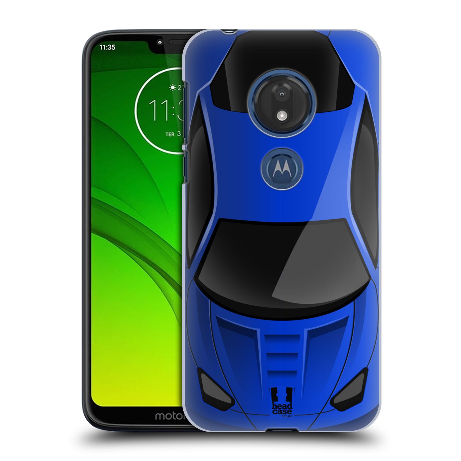 Pouzdro na mobil Motorola Moto G7 Play vzor Auto horní pohled modrá