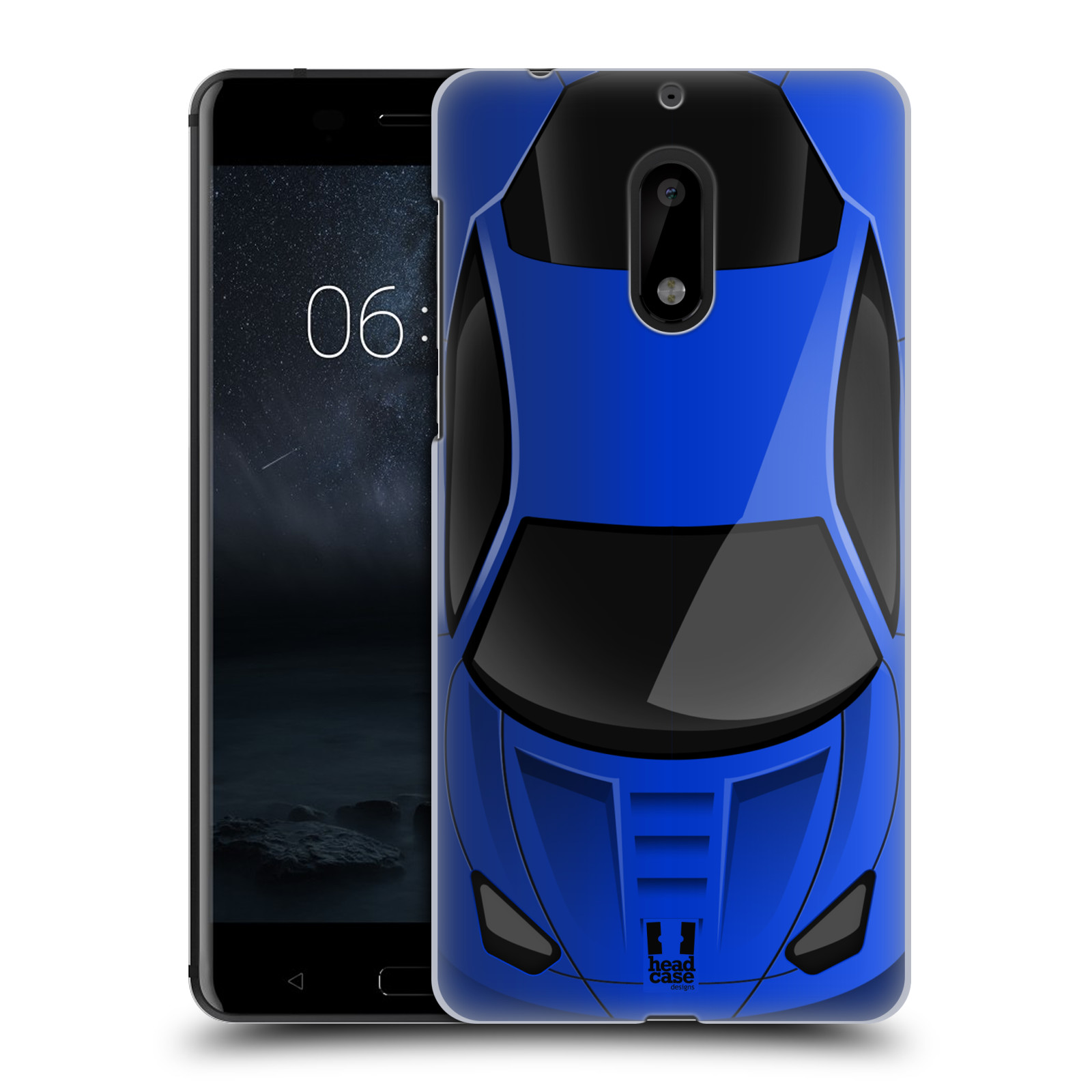 HEAD CASE plastový obal na mobil Nokia 6 vzor Auto horní pohled modrá