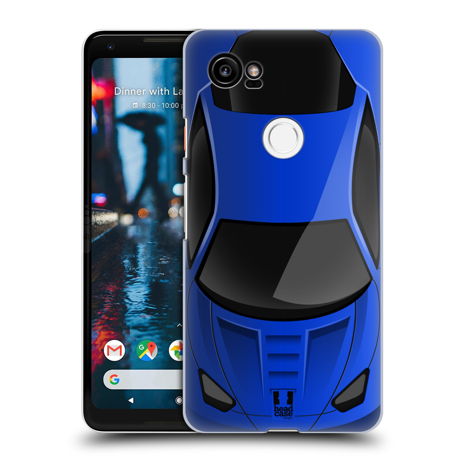 HEAD CASE plastový obal na mobil Google Pixel 2 XL vzor Auto horní pohled modrá