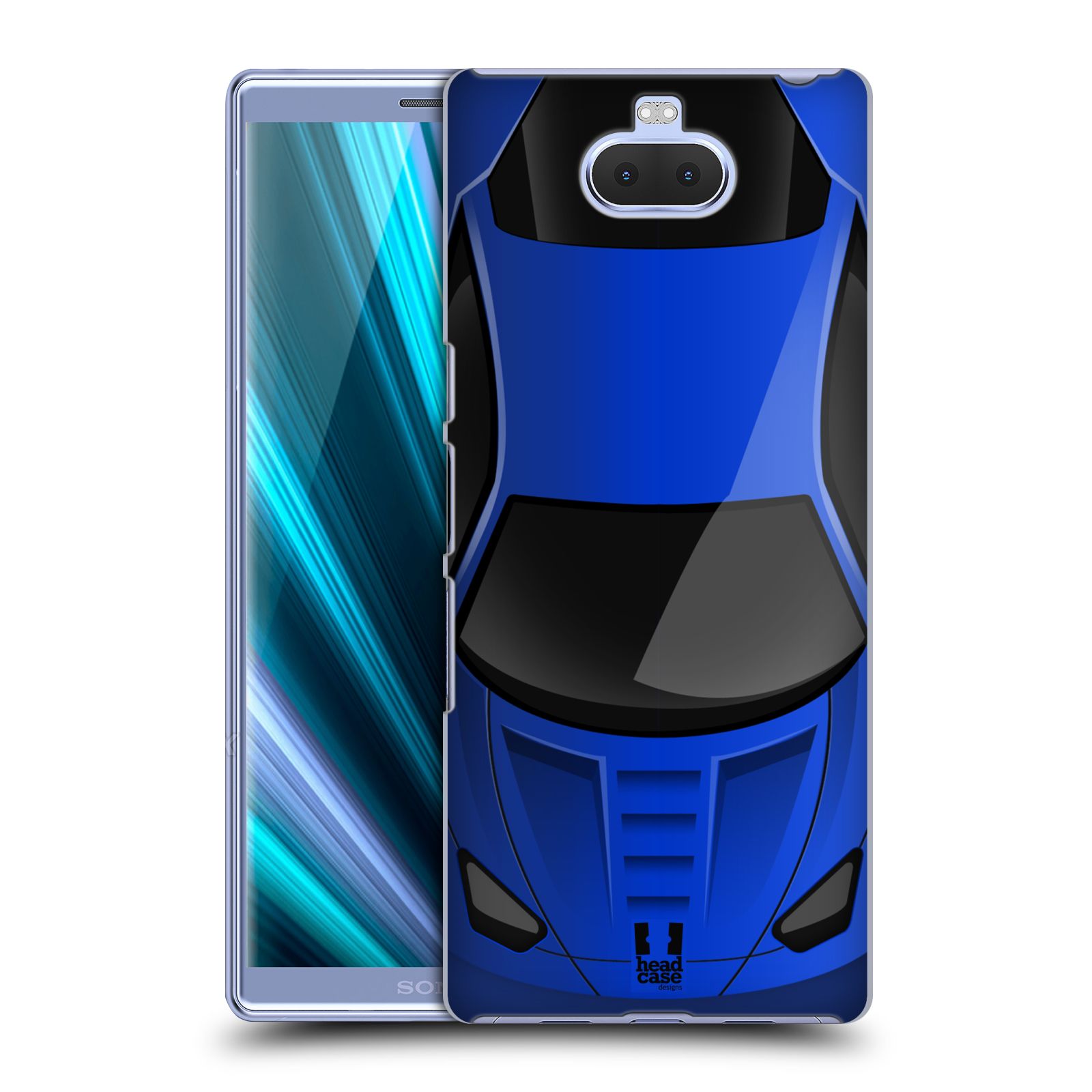 Pouzdro na mobil Sony Xperia 10 - Head Case - vzor Auto horní pohled modrá