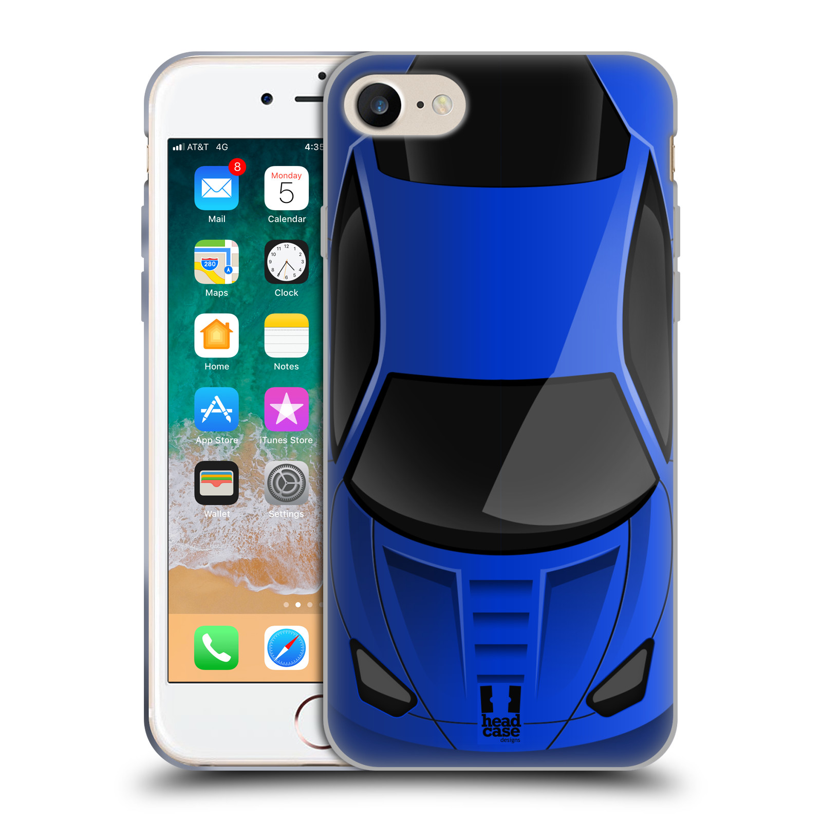 HEAD CASE silikonový obal na mobil Apple Iphone 7 vzor Auto horní pohled modrá