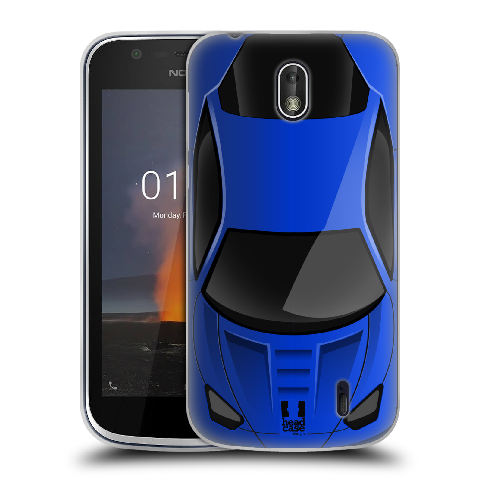 HEAD CASE silikonový obal na mobil Nokia 1 vzor Auto horní pohled modrá