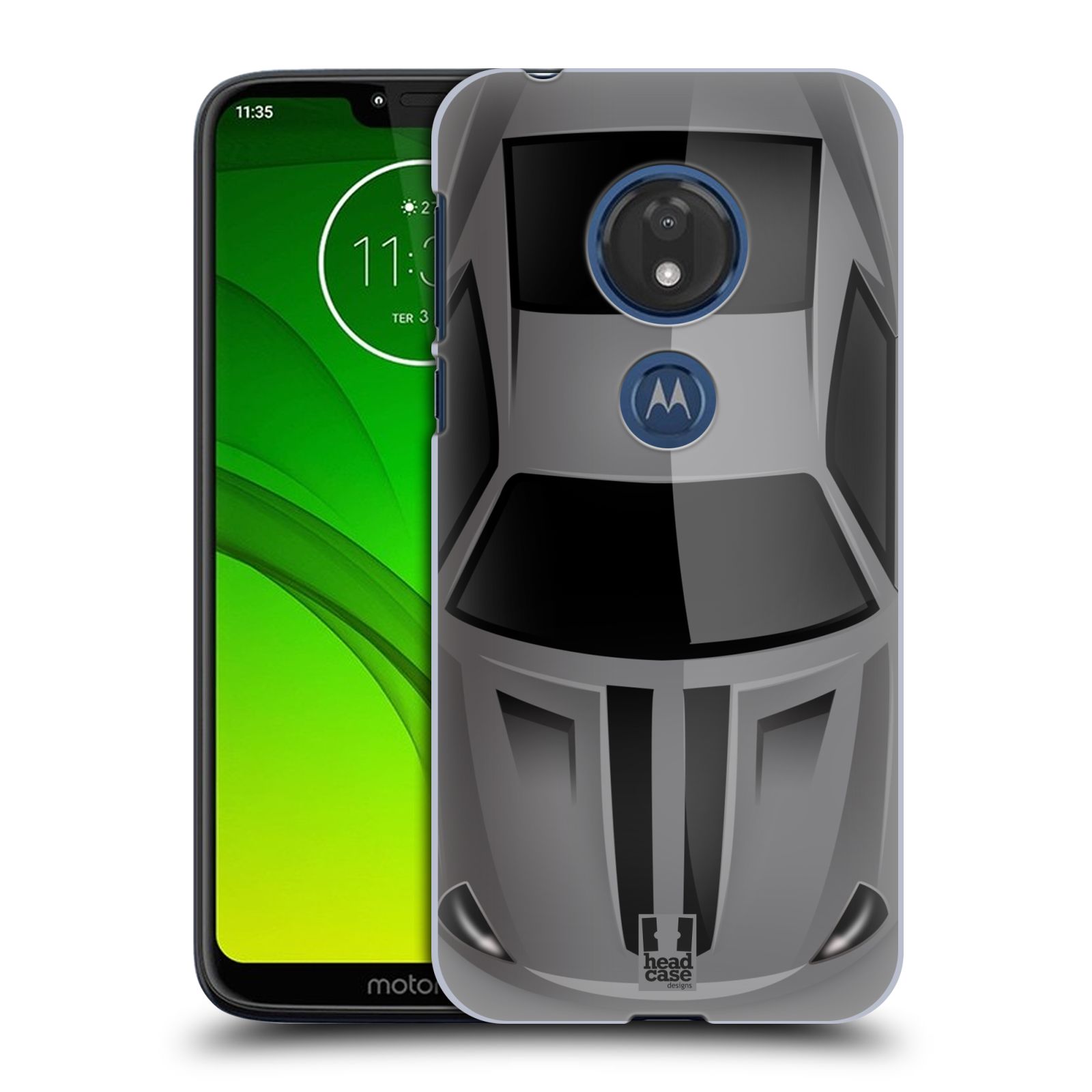 Pouzdro na mobil Motorola Moto G7 Play vzor Auto horní pohled šedá