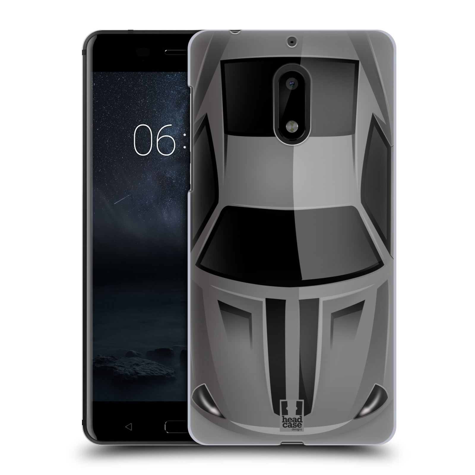 HEAD CASE plastový obal na mobil Nokia 6 vzor Auto horní pohled šedá