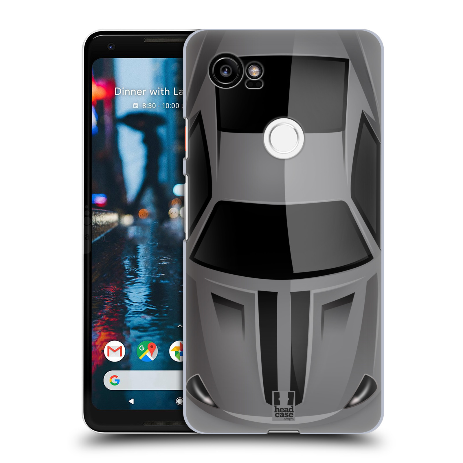 HEAD CASE plastový obal na mobil Google Pixel 2 XL vzor Auto horní pohled šedá