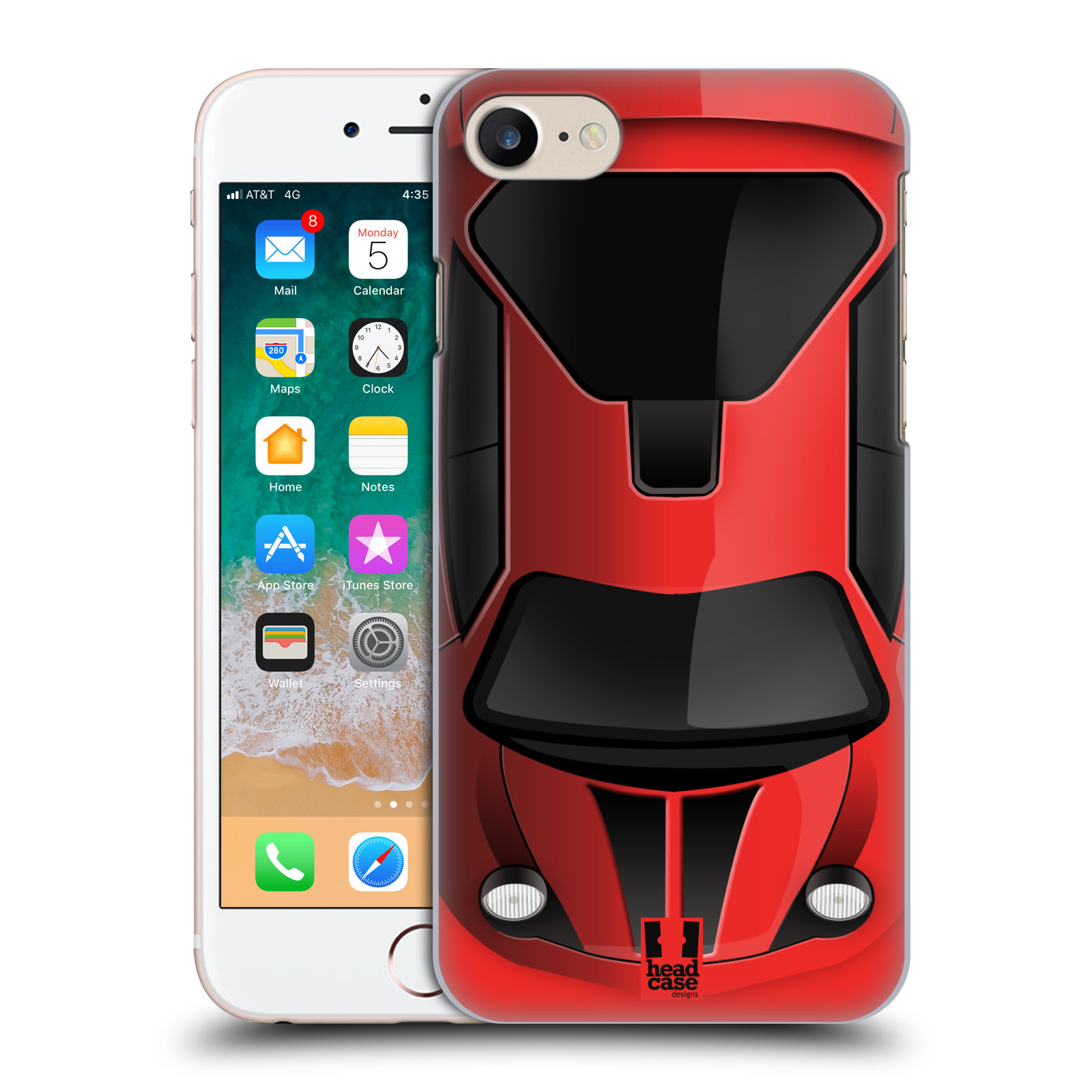 Plastové pouzdro pro mobil Apple Iphone 7/8/SE 2020 vzor Auto horní pohled červená