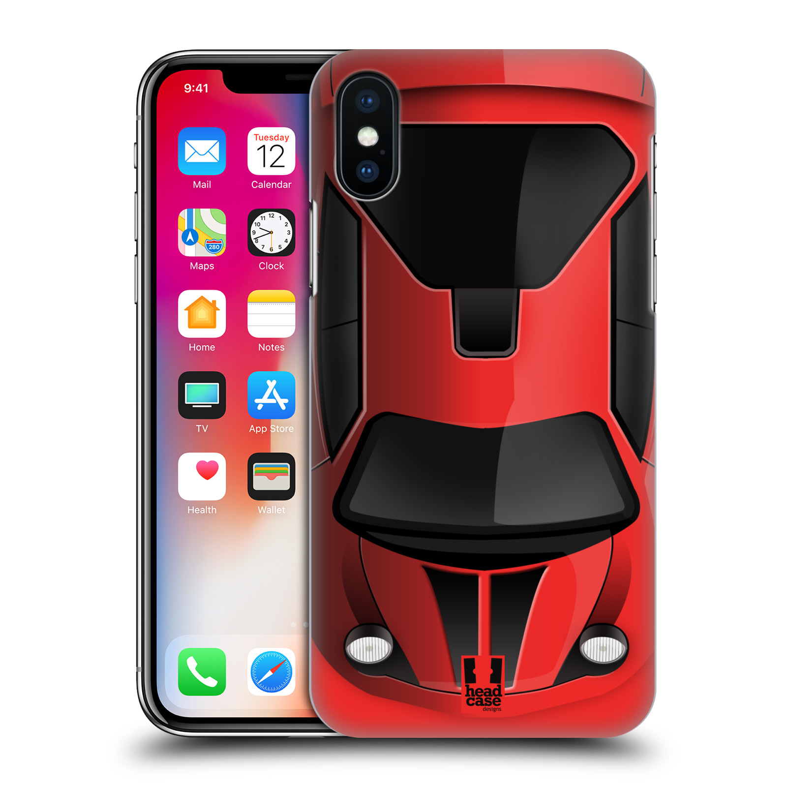 HEAD CASE plastový obal na mobil Apple Iphone X / XS vzor Auto horní pohled červená