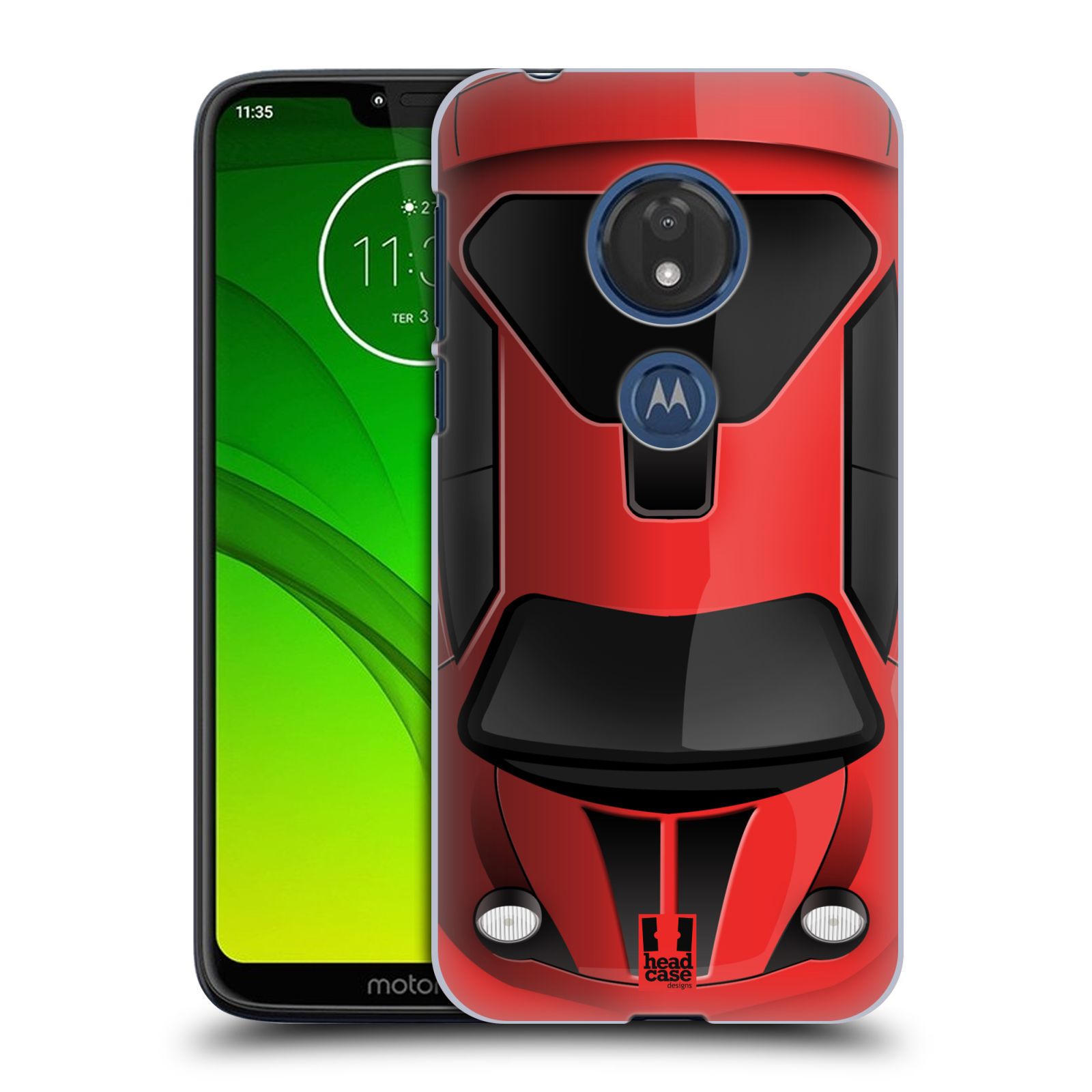 Pouzdro na mobil Motorola Moto G7 Play vzor Auto horní pohled červená