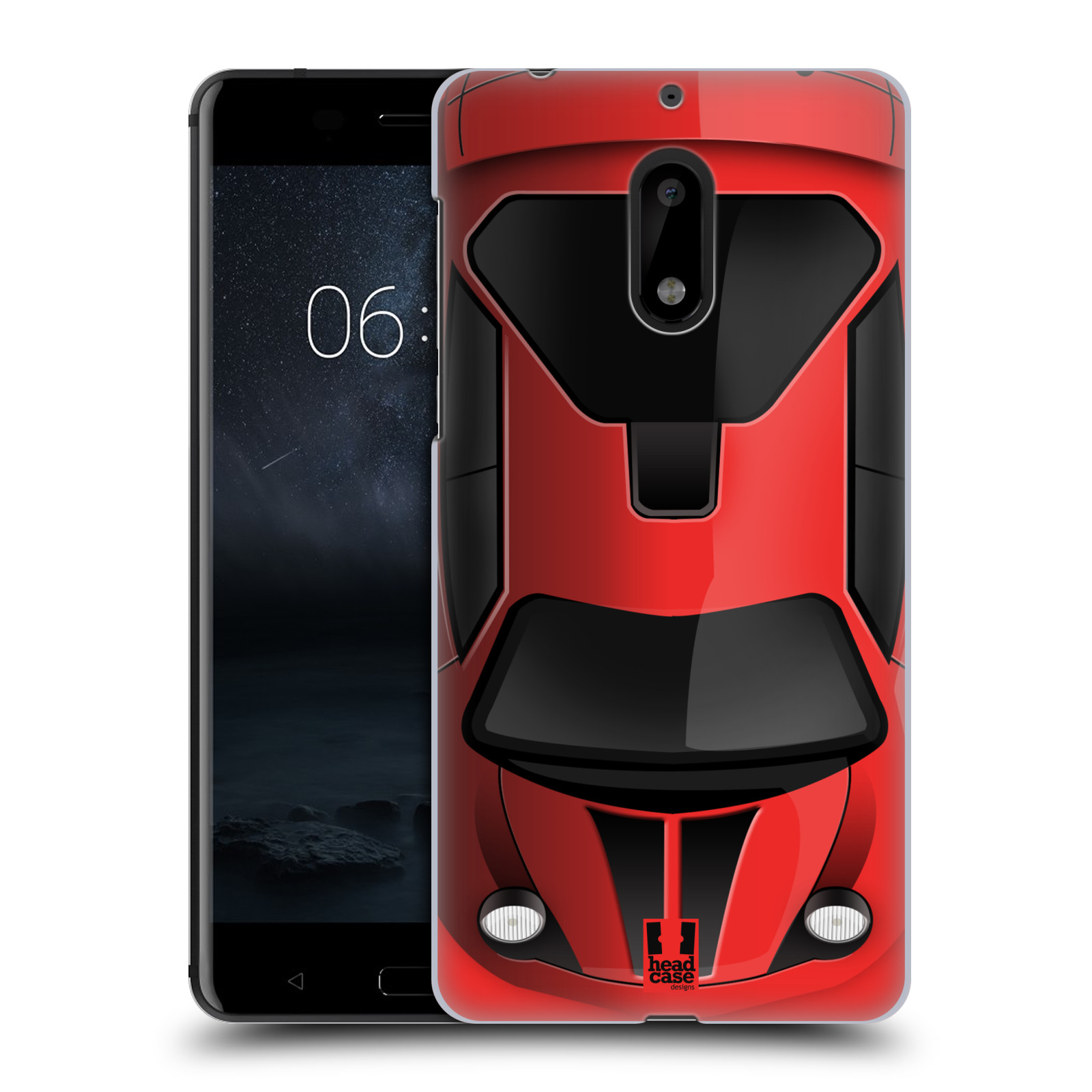 HEAD CASE plastový obal na mobil Nokia 6 vzor Auto horní pohled červená