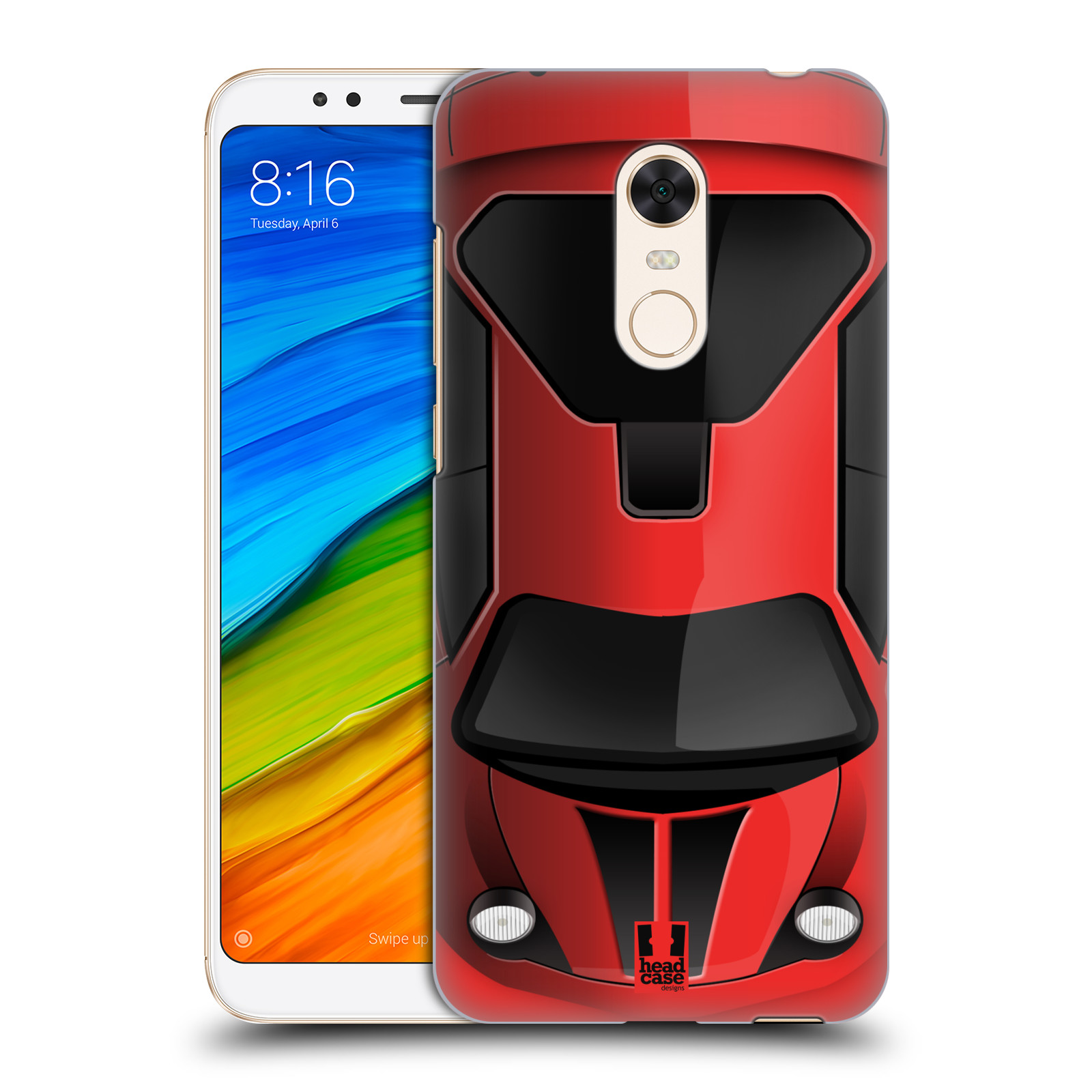 HEAD CASE plastový obal na mobil Xiaomi Redmi 5 PLUS vzor Auto horní pohled červená