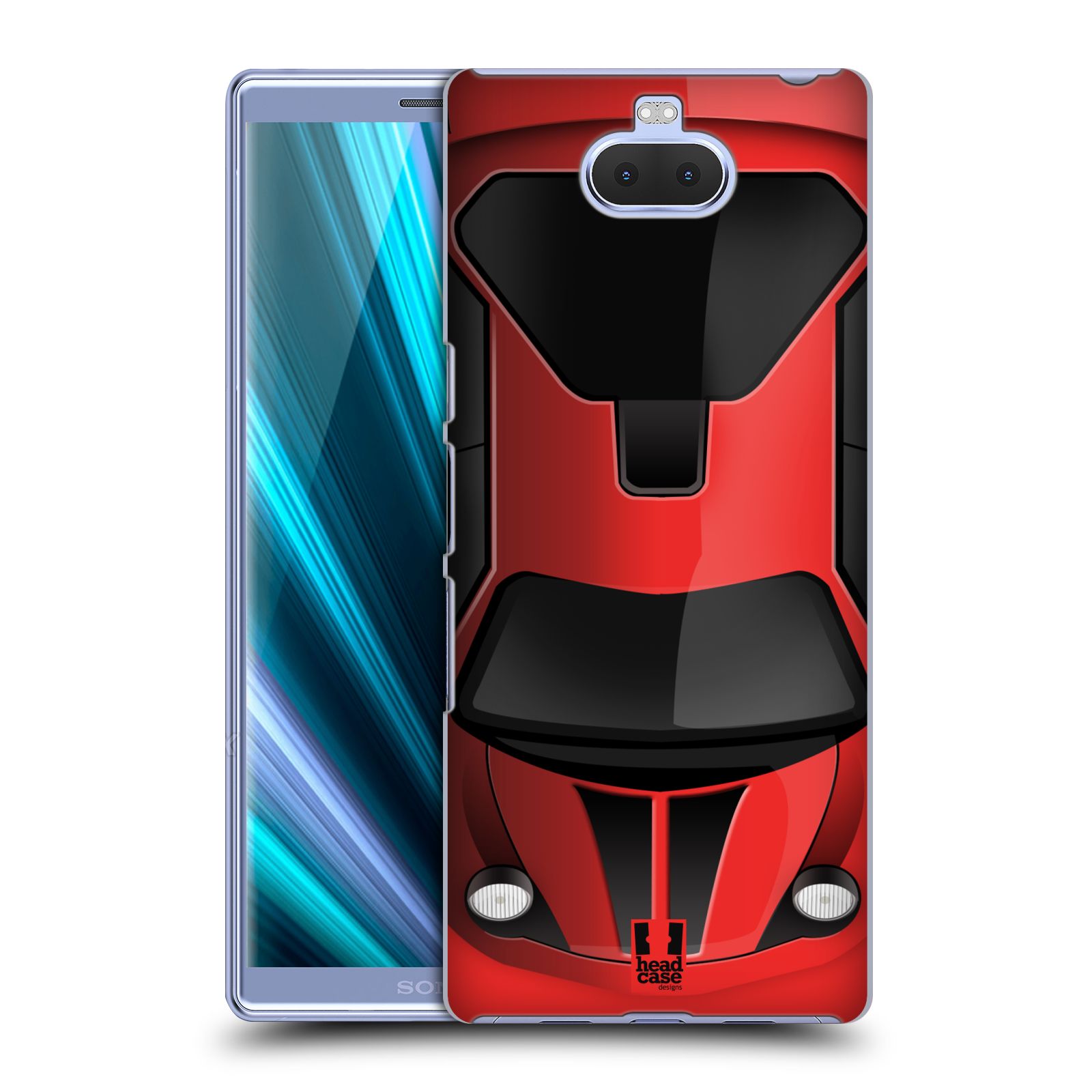 Pouzdro na mobil Sony Xperia 10 - Head Case - vzor Auto horní pohled červená