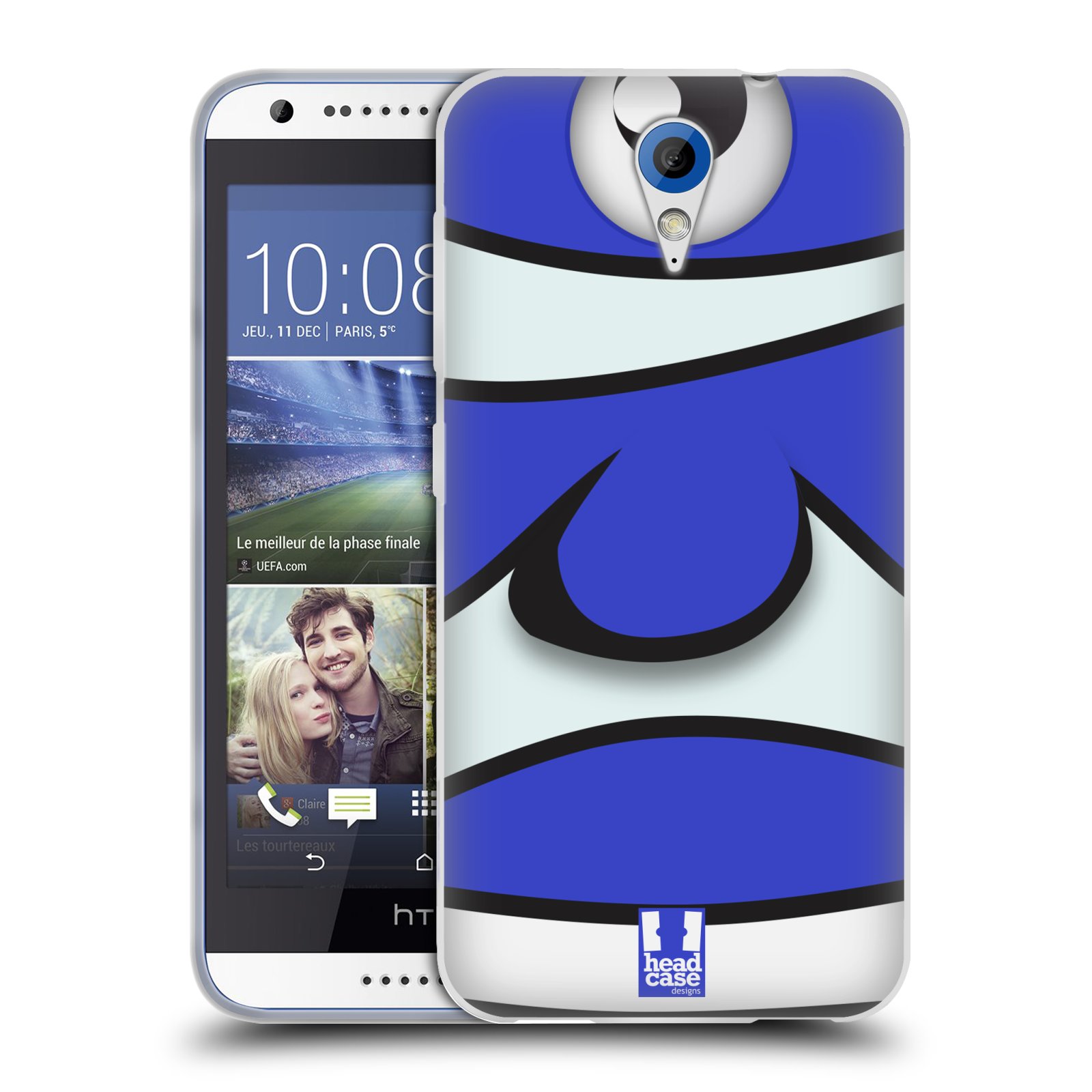 HEAD CASE silikonový obal na mobil HTC DESIRE 620 vzor Rybičky z profilu modrý klaun