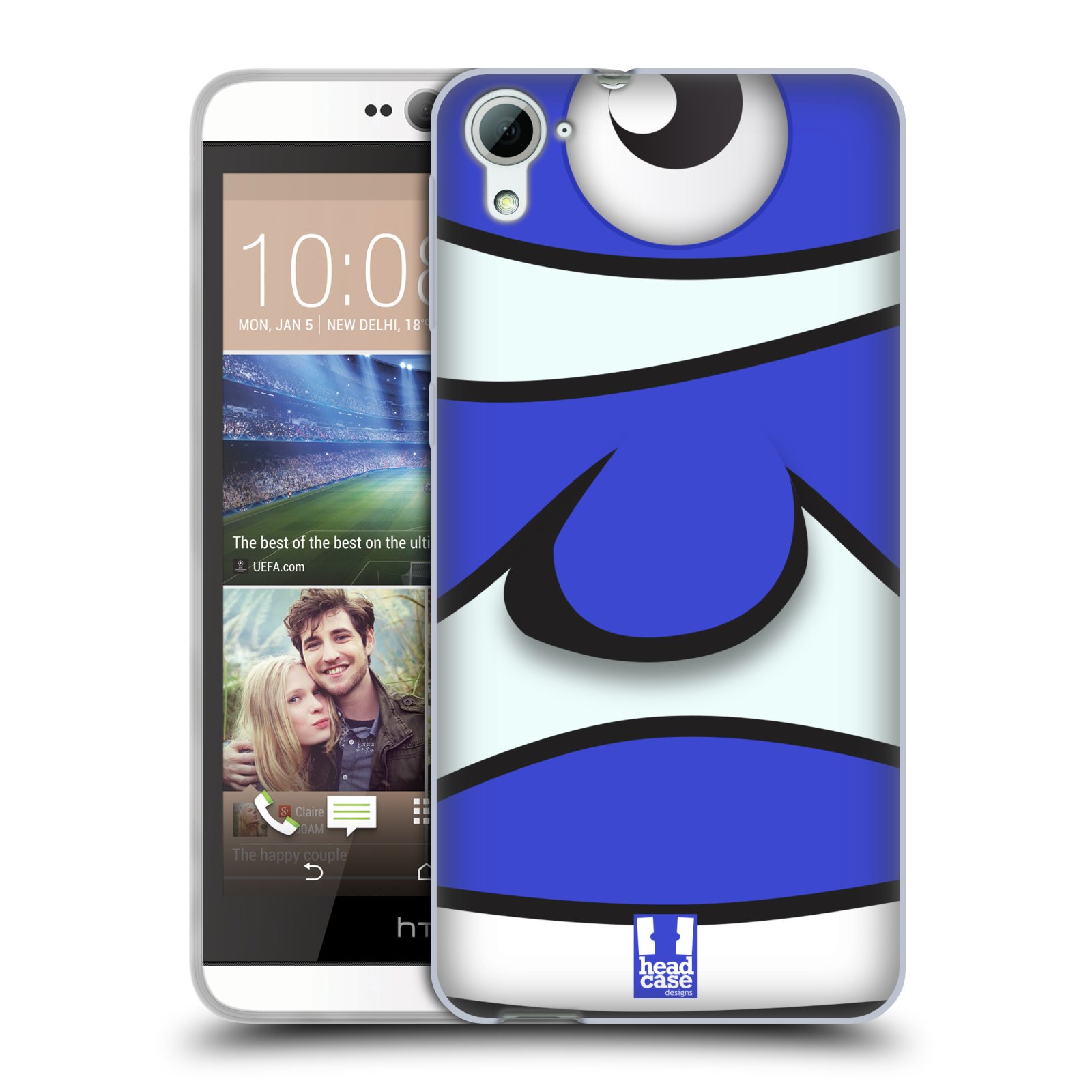 HEAD CASE silikonový obal na mobil HTC DESIRE 826 vzor Rybičky z profilu modrý klaun