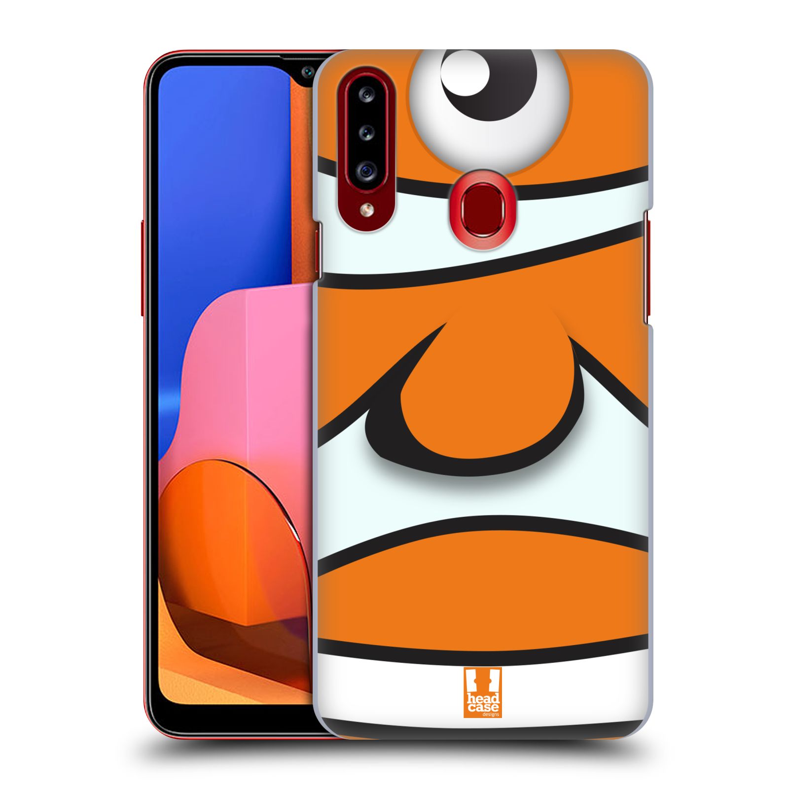 HEAD CASE plastový obal na mobil Samsung Galaxy A20s vzor Rybičky z profilu klaun oranžová NEMO