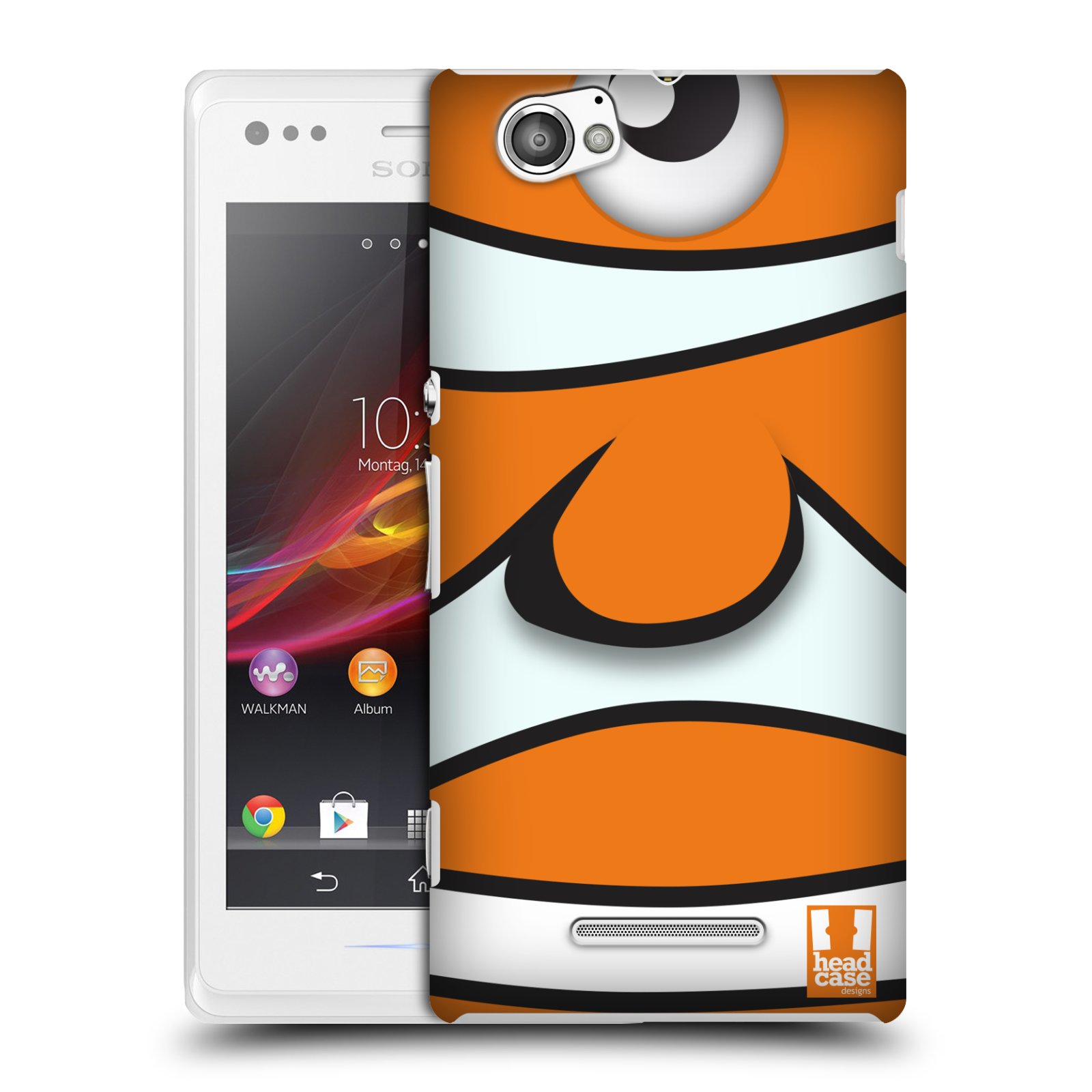 HEAD CASE plastový obal na mobil Sony Xperia M vzor Rybičky z profilu klaun oranžová NEMO