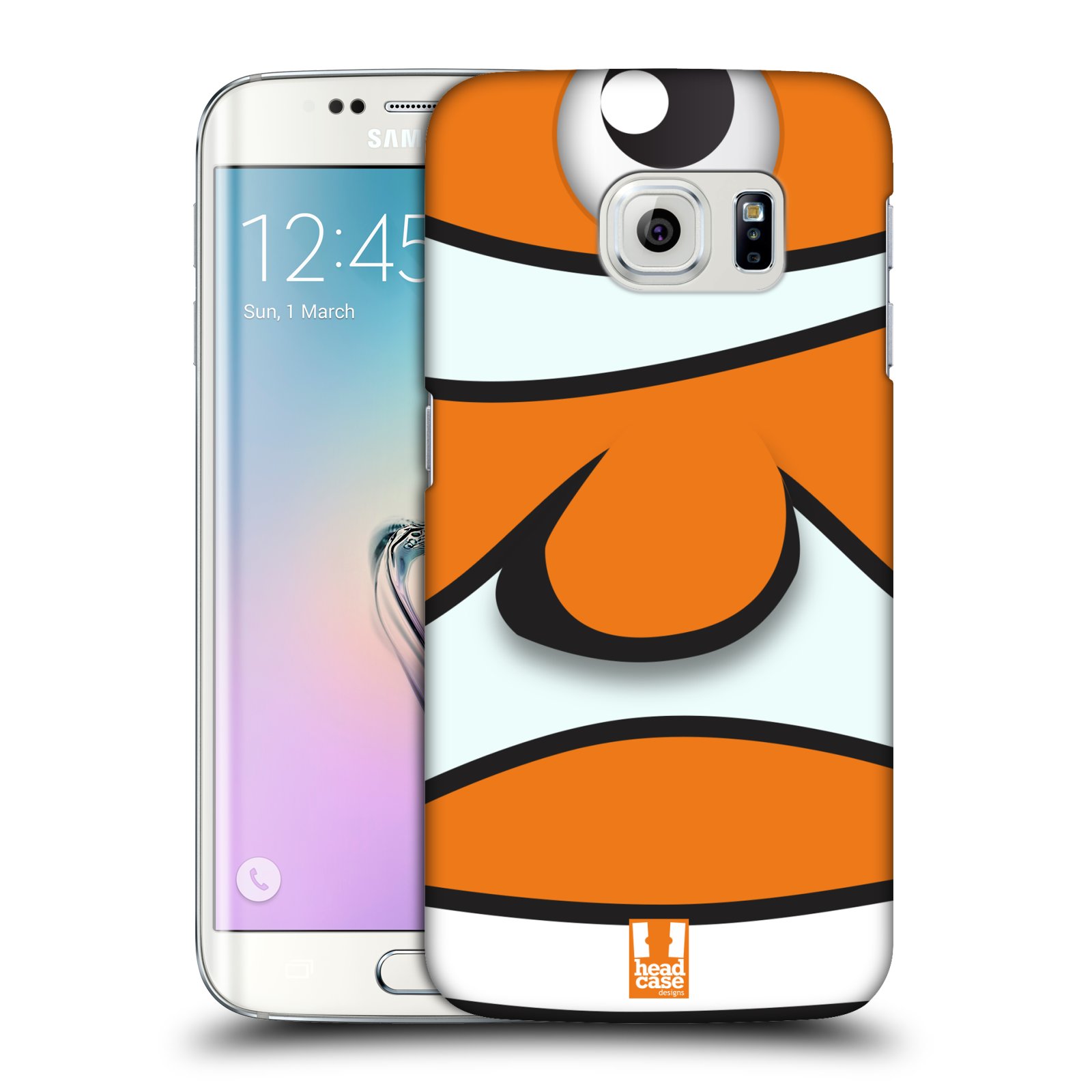 HEAD CASE plastový obal na mobil SAMSUNG Galaxy S6 EDGE (G9250, G925, G925F) vzor Rybičky z profilu klaun oranžová NEMO