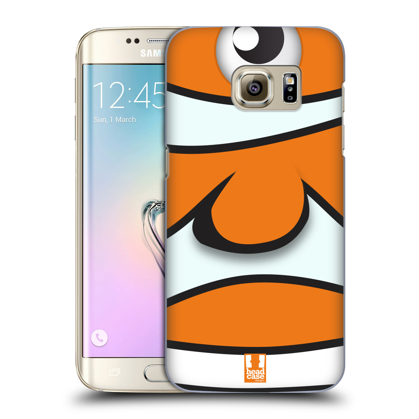 HEAD CASE plastový obal na mobil SAMSUNG GALAXY S7 EDGE vzor Rybičky z profilu klaun oranžová NEMO